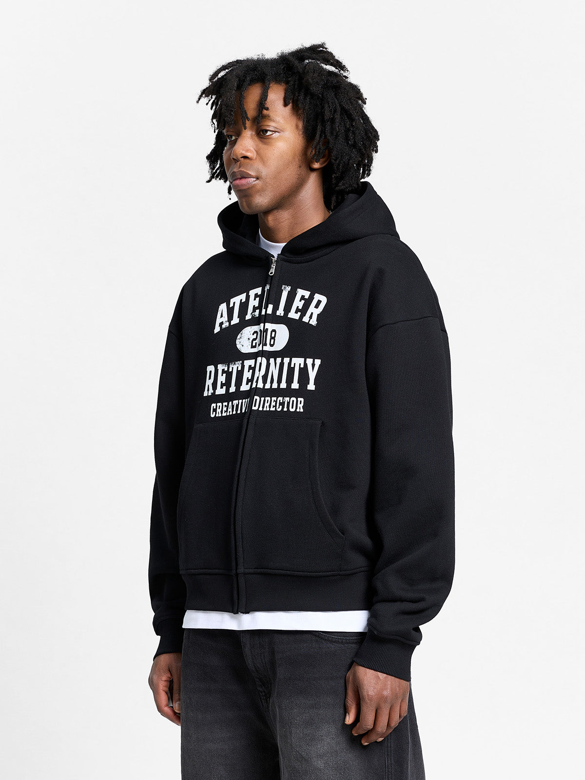 ATELIER EMBLEM ZIP-HOODIE - BLACK