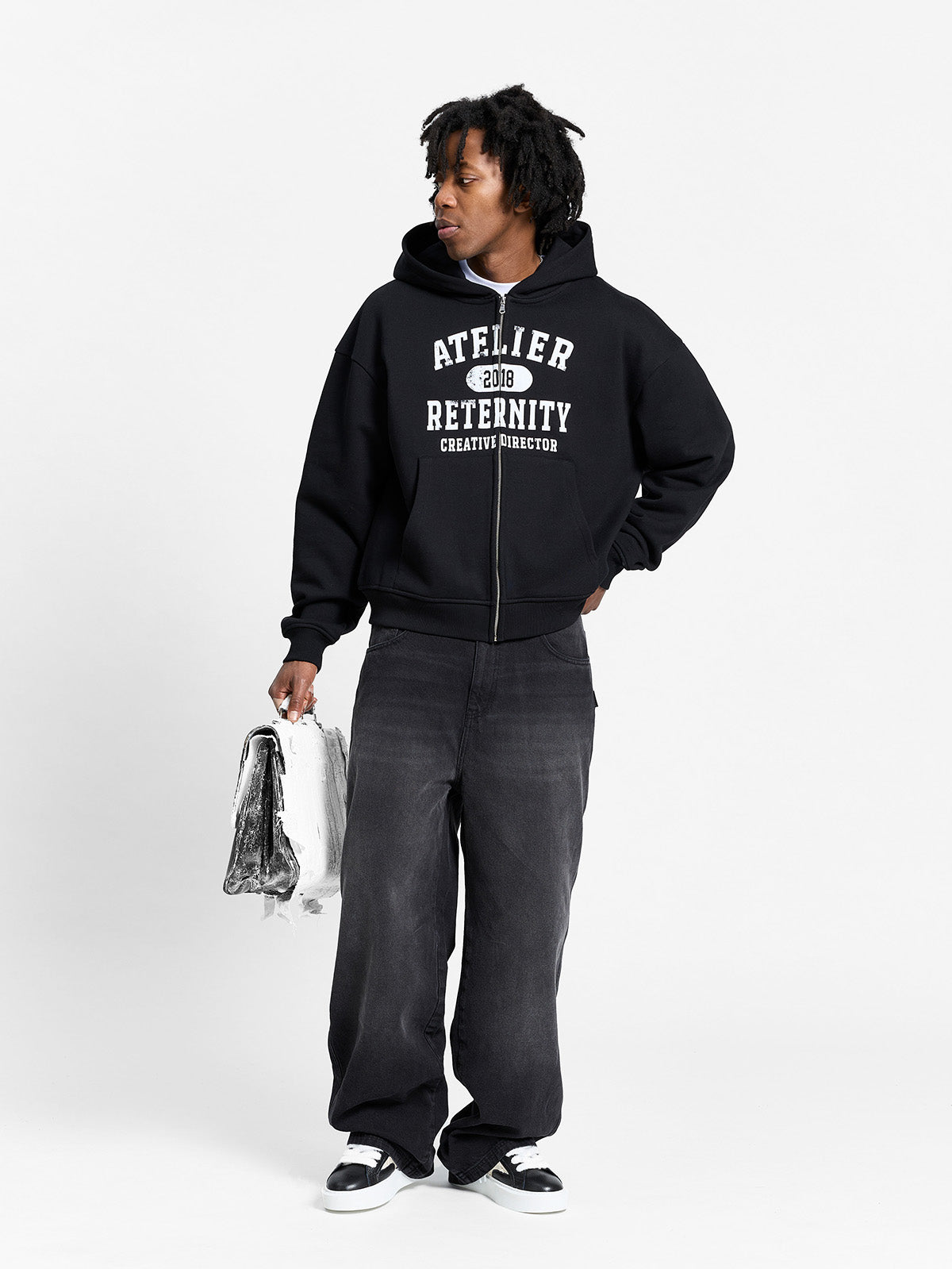 ATELIER EMBLEM ZIP-HOODIE - BLACK