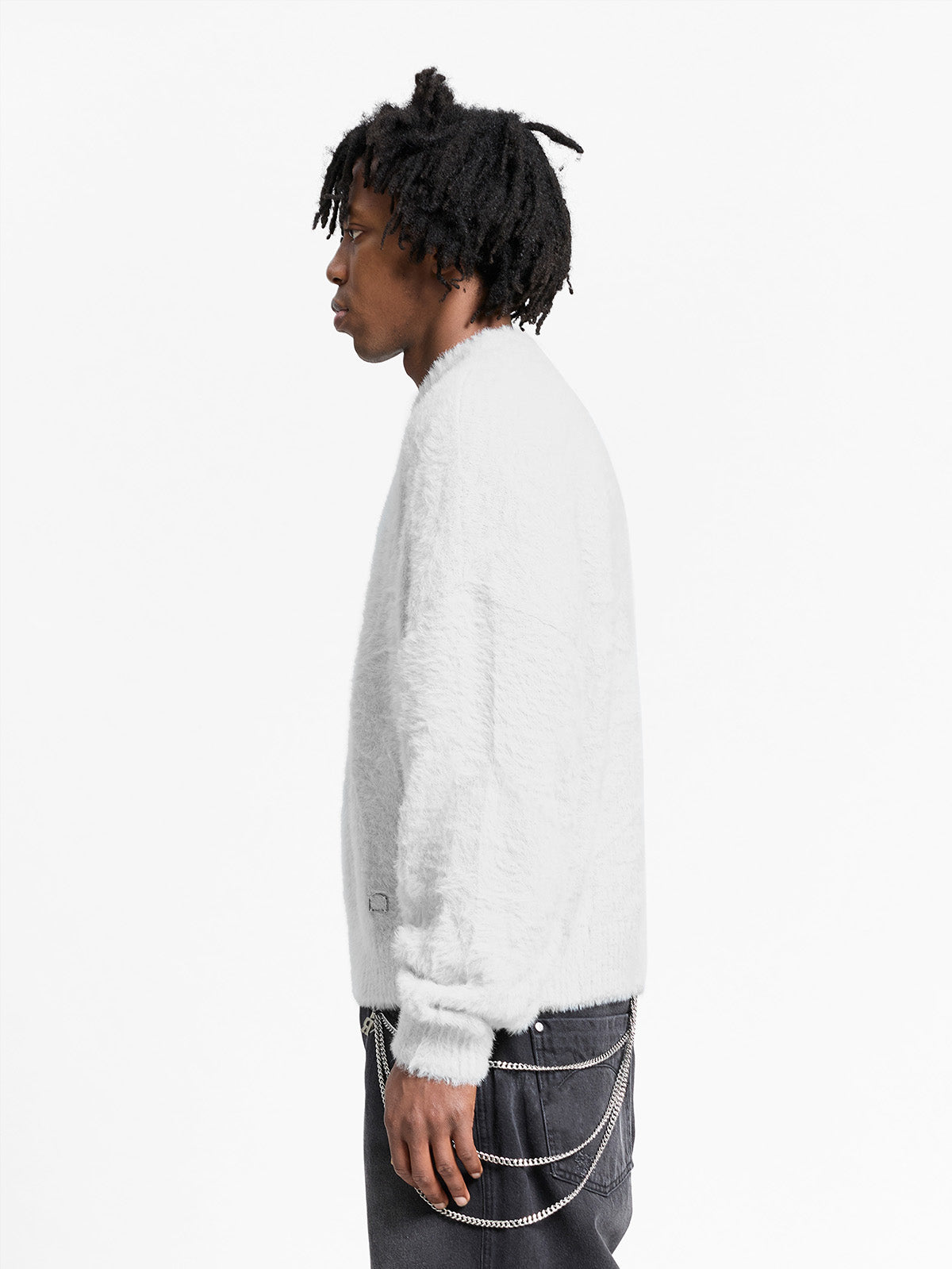 ESSENTIAL FURRY KNIT SWEATER - LIGHT GREY