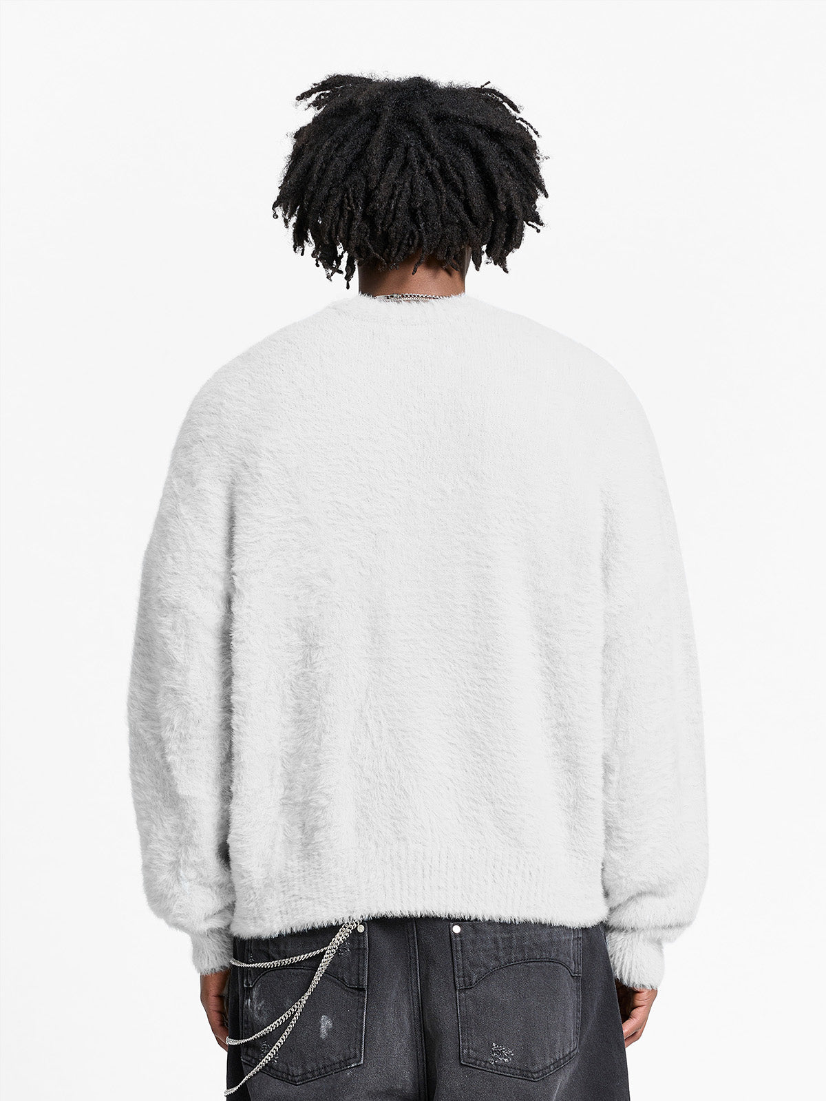 ESSENTIAL FURRY KNIT SWEATER - LIGHT GREY