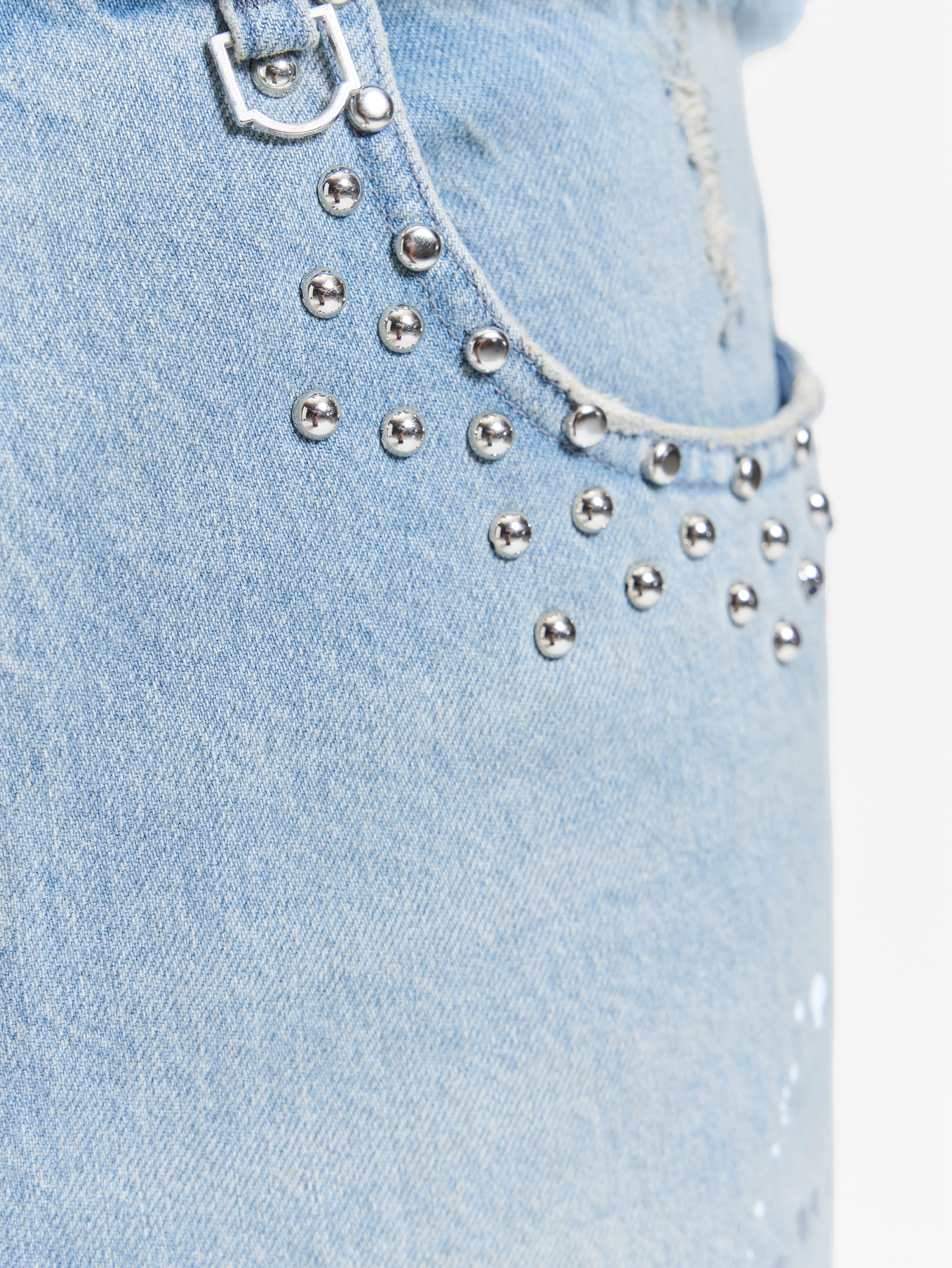 STUDDED JORTS - LIGHT BLUE