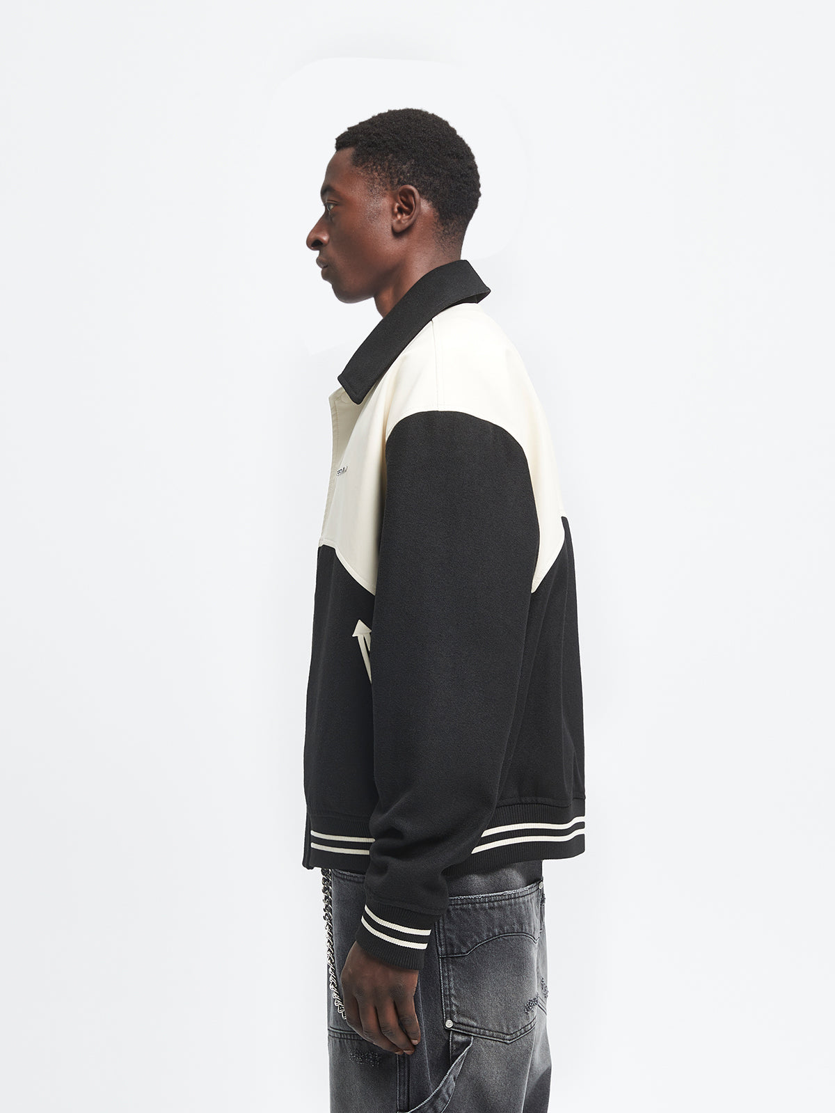 SIGNE VARSITY JACKET - CREAM/BLACK