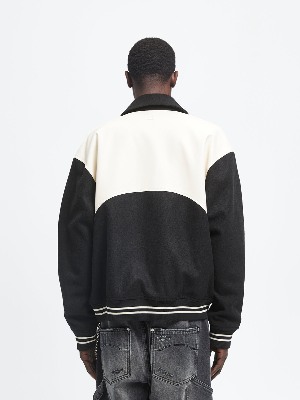 SIGNE VARSITY JACKET - CREAM/BLACK