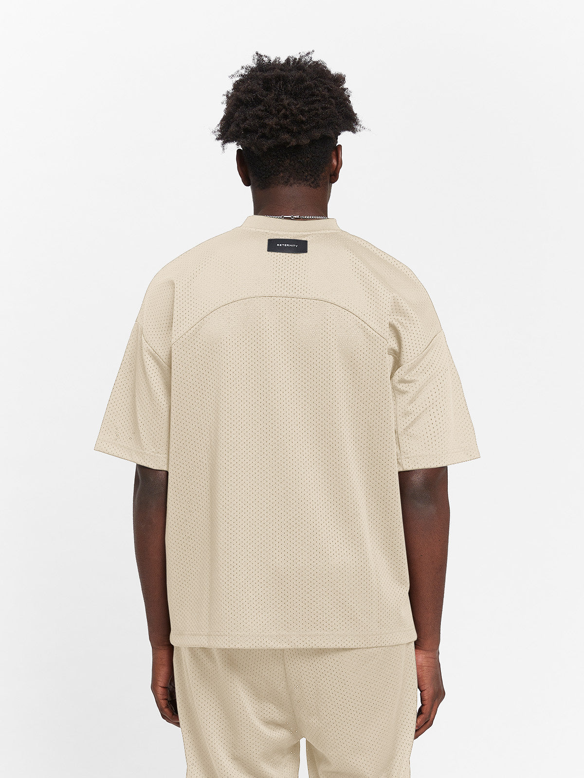CREATIVE DEPT LOGO MESH T-SHIRT - CREAM