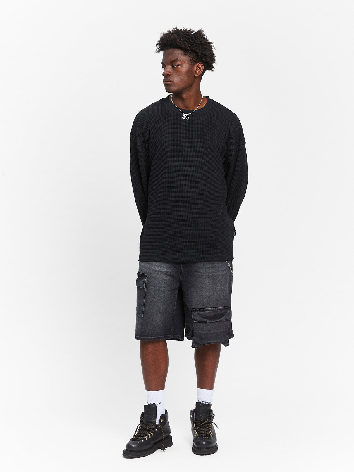 SIGNE WAFFLE LONGSLEEVE - BLACK