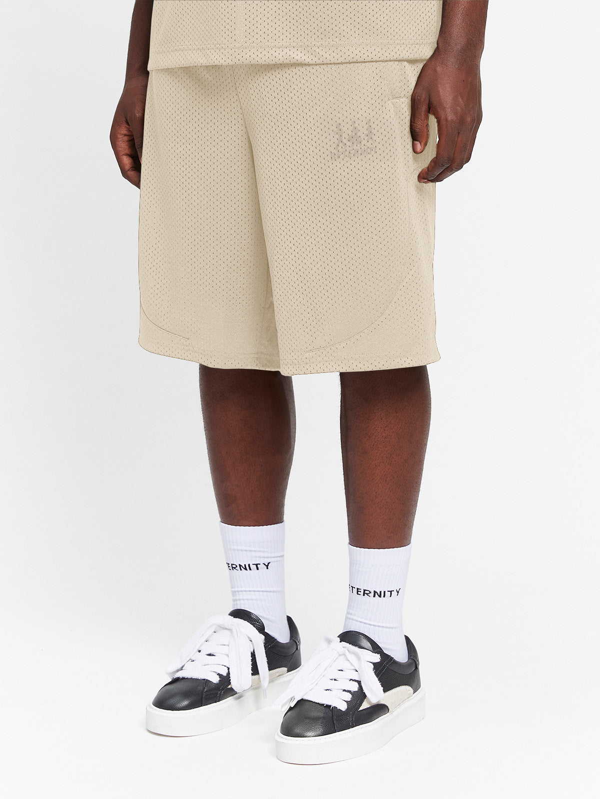 CREATIVE DEPT LOGO MESH SHORTS - CREAM