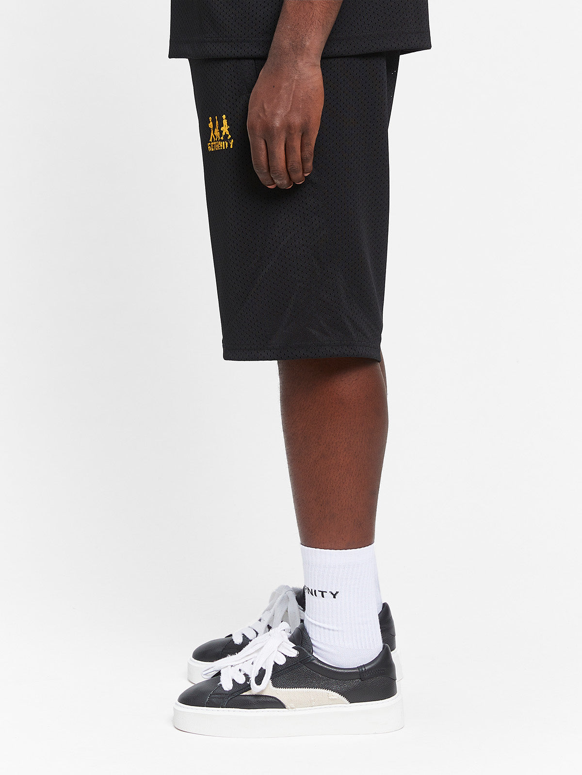 CREATIVE DEPT LOGO MESH SHORTS - BLACK