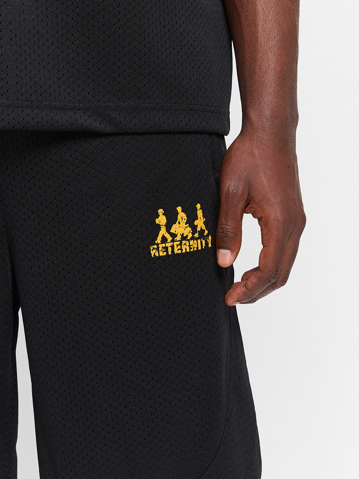 CREATIVE DEPT LOGO MESH SHORTS - BLACK
