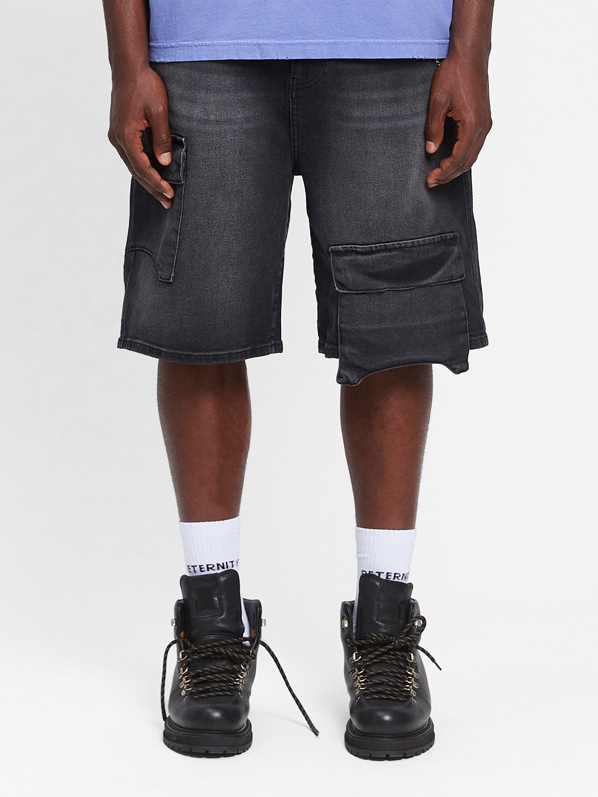 ESSENTIAL DENIM CARGO - WASHED BLACK