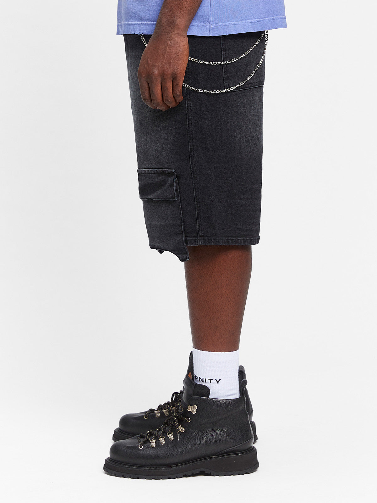 ESSENTIAL DENIM CARGO - WASHED BLACK