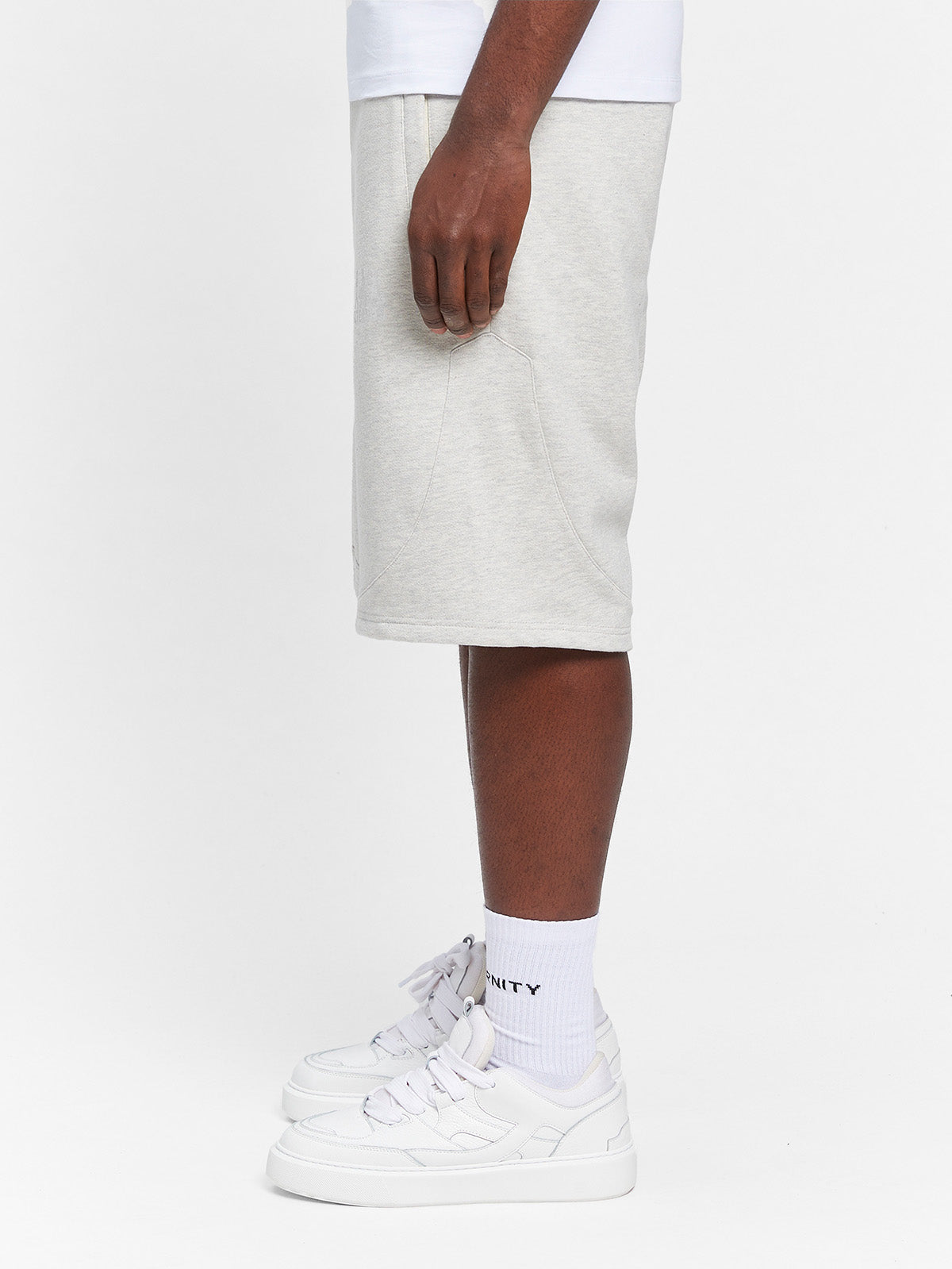 CREATIVE DEPT LOGO COTTON SHORTS - MELANGE GREY