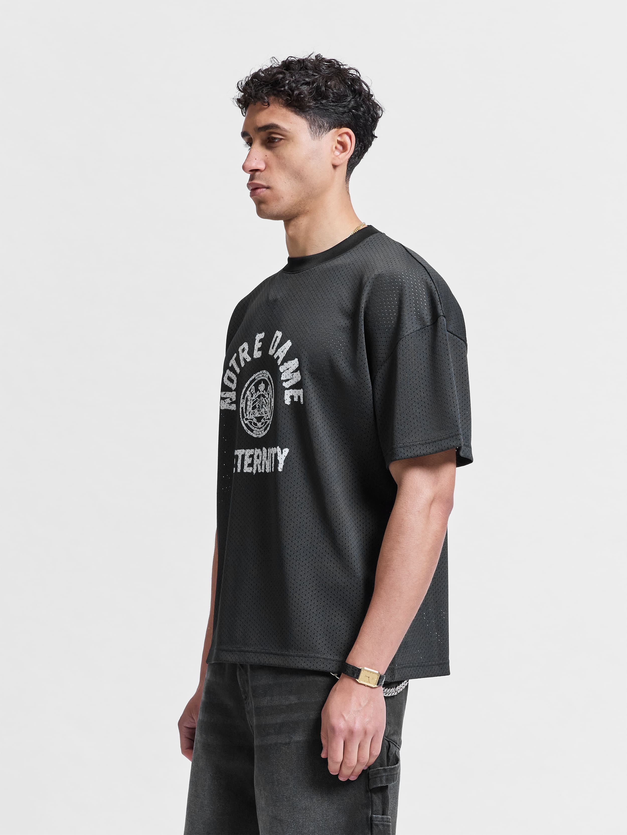 NOTRE DAME MESH T-SHIRT - BLACK