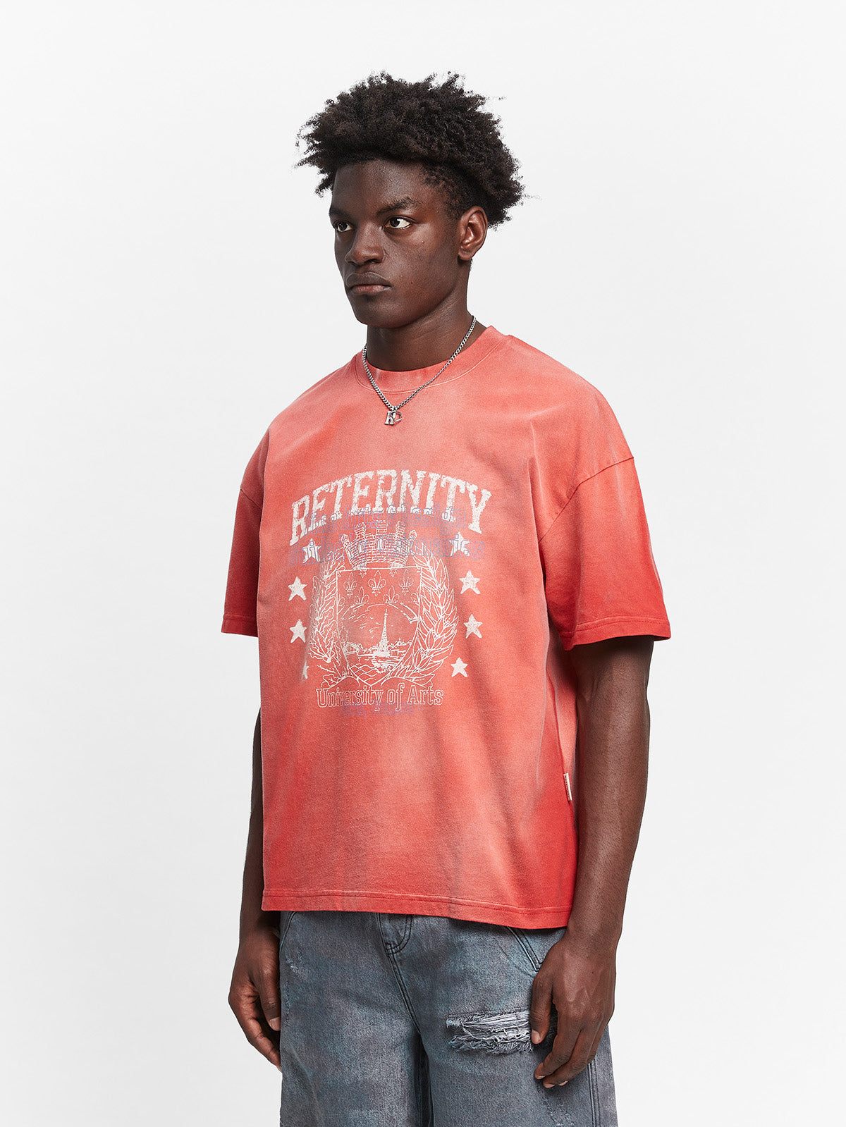 UNIVERSITY T-SHIRT - HEAVY BLEACHED RED
