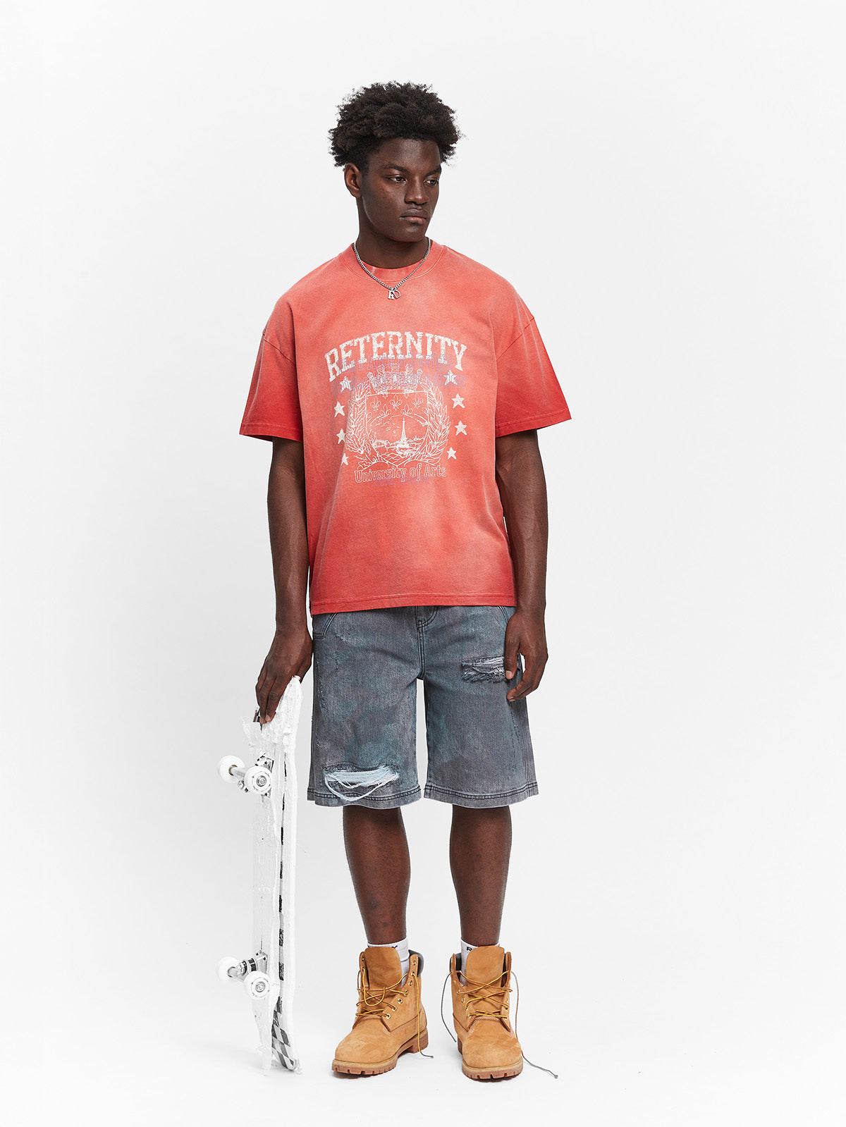 UNIVERSITY T-SHIRT - HEAVY BLEACHED RED