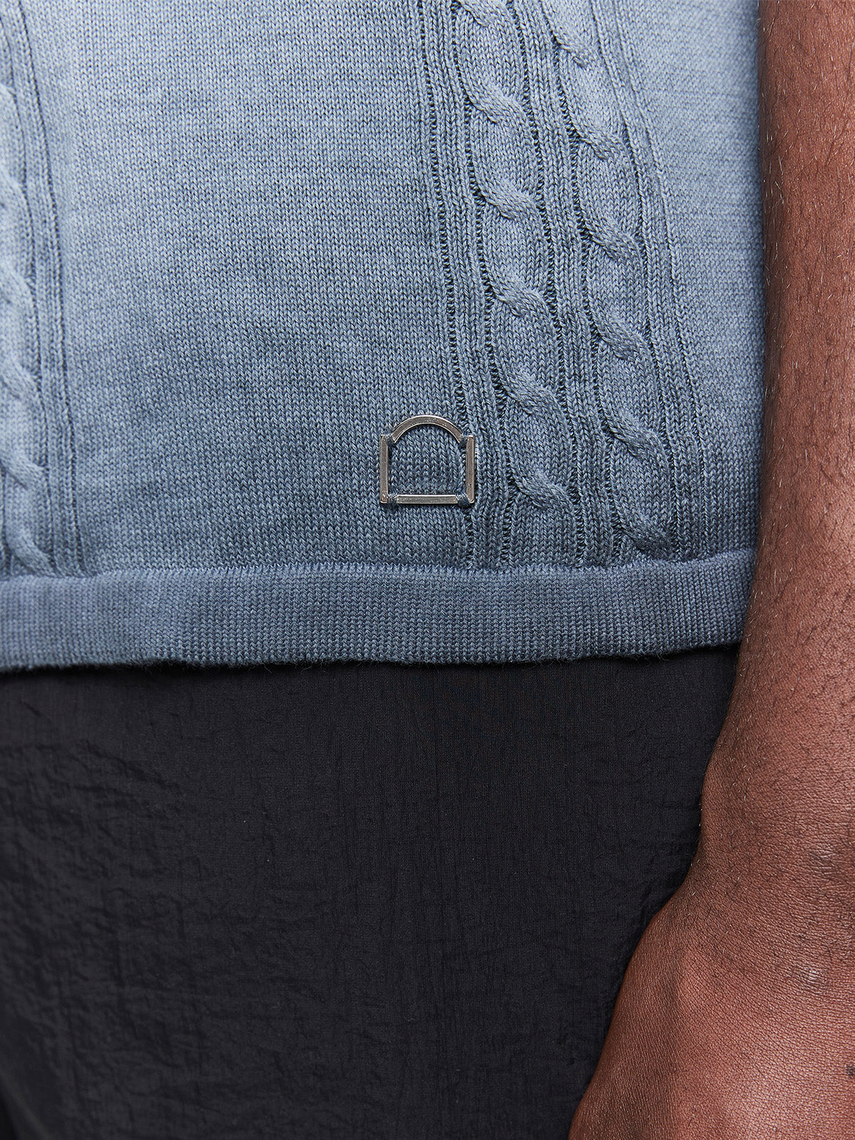 OIL WASHED POLO KNIT SHIRT - BLUE