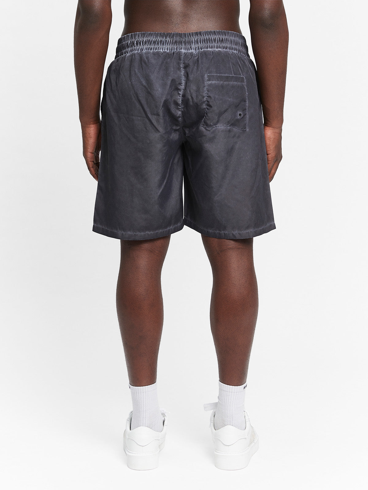 OIL WASHED SWIM SHORTS - BLACK