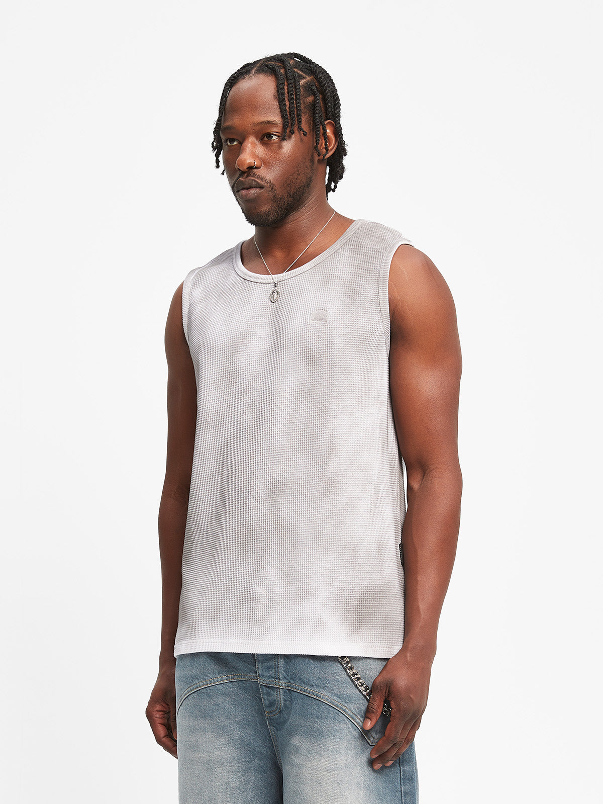 WAFFLE TANK TOP - FADED GREY