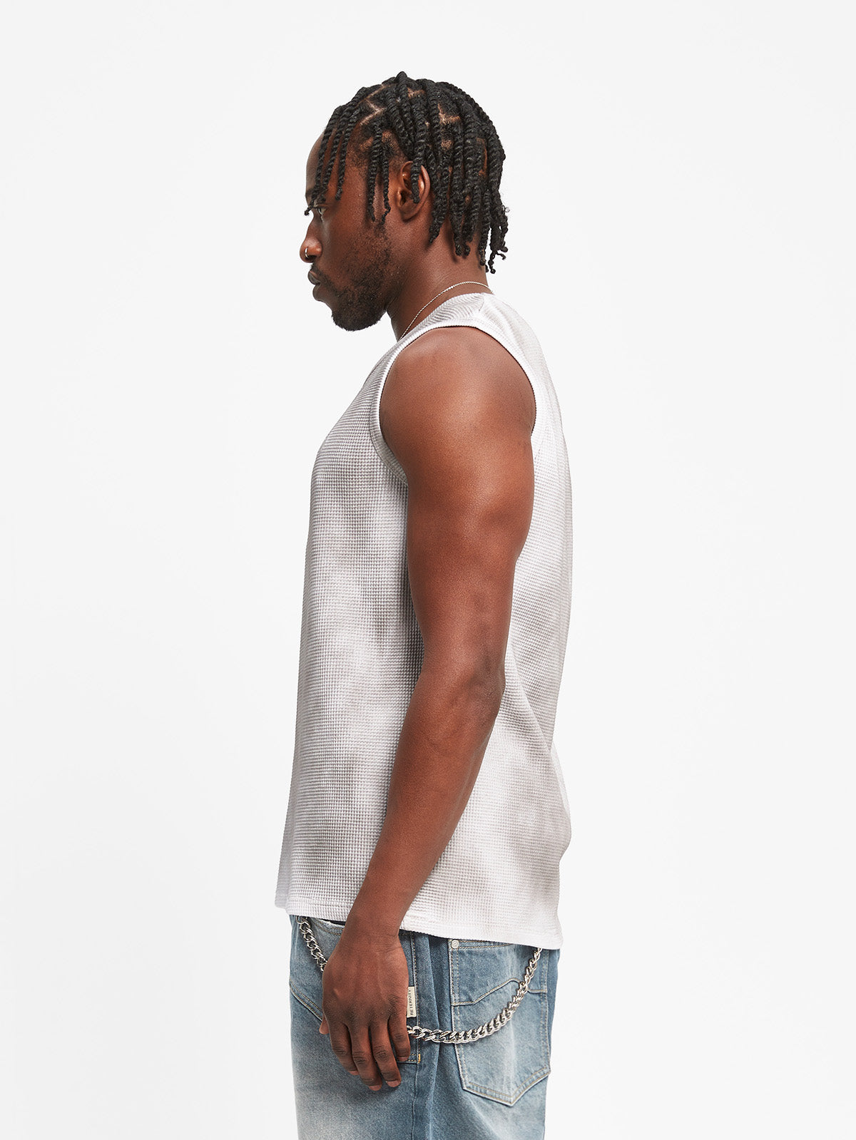 WAFFLE TANK TOP - FADED GREY