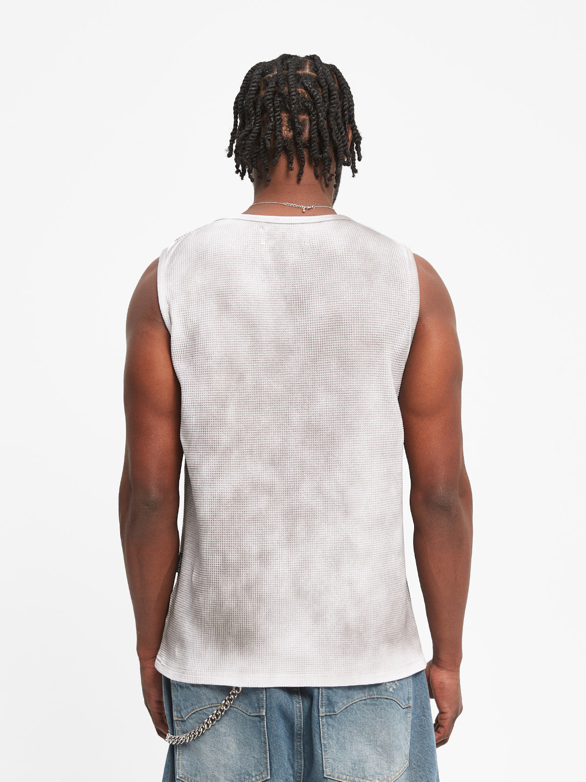 WAFFLE TANK TOP - FADED GREY