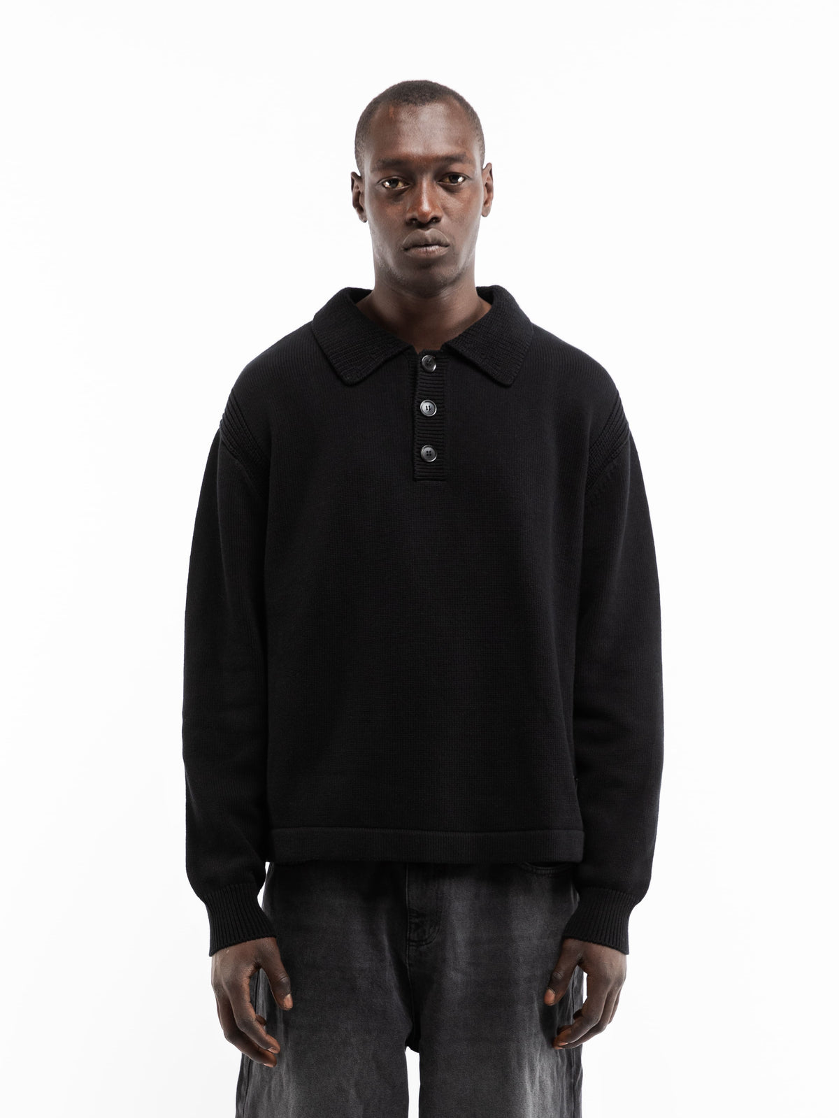 LE RELIEF POLO KNIT - BLACK