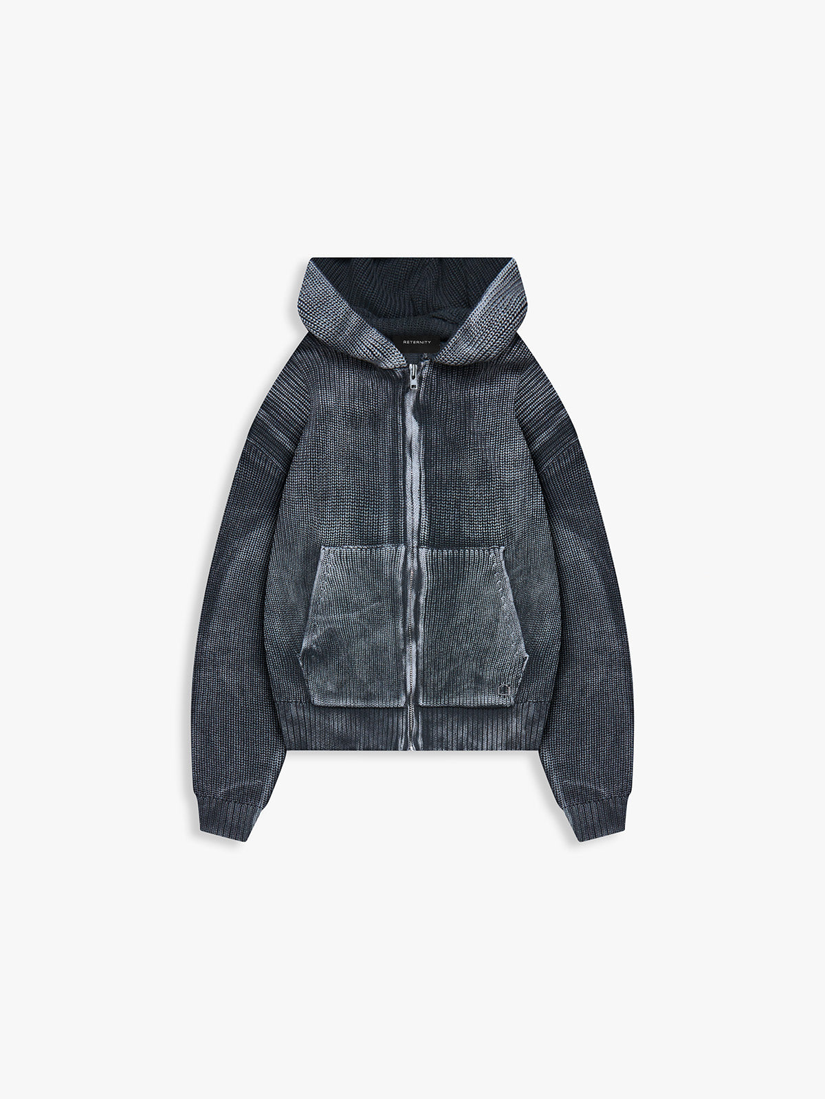 ESSENTIAL KNIT ZIP-HOODIE - ACID BLACK