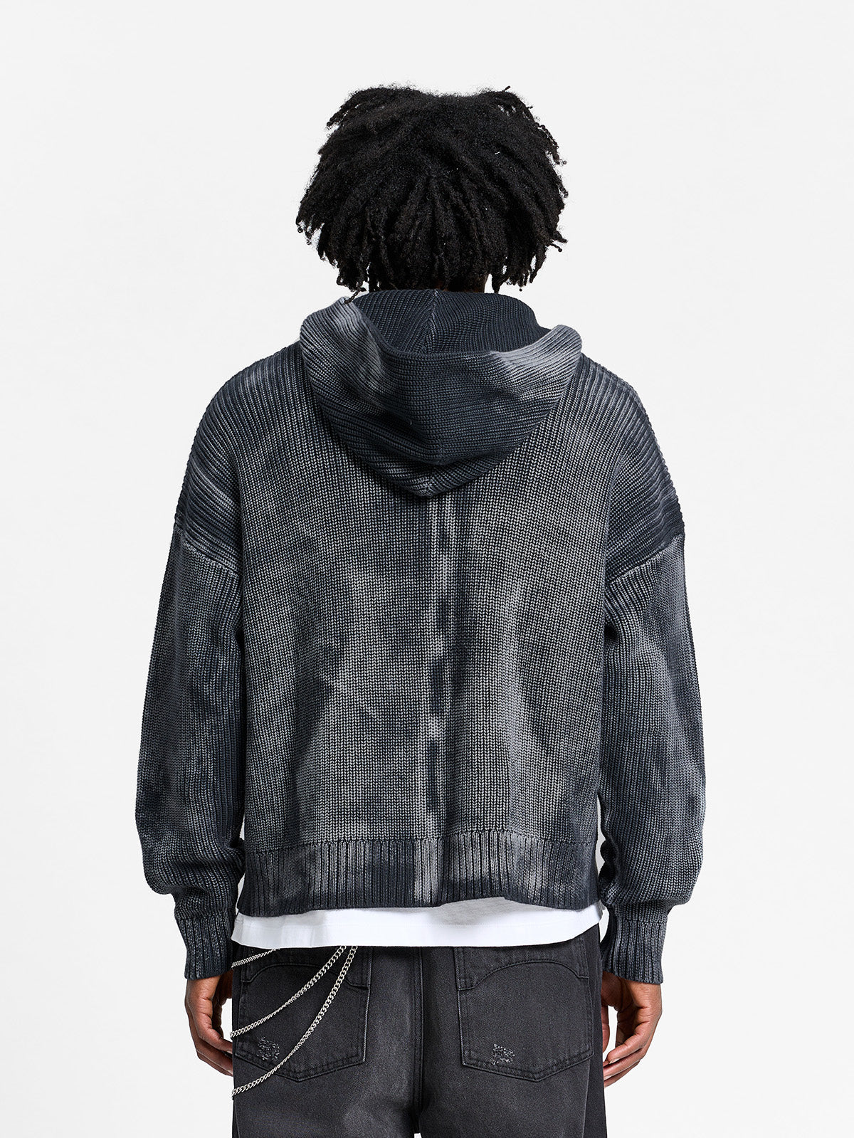 ESSENTIAL KNIT ZIP-HOODIE - ACID BLACK