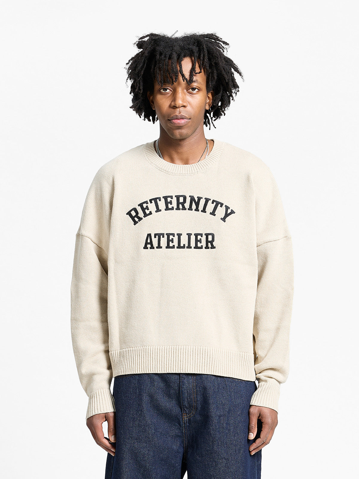 ÉVÉNIE LOGO KNIT SWEATER - CREAM