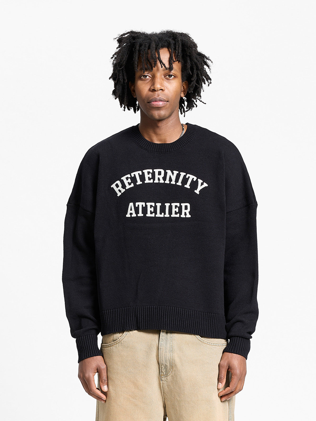 ÉVÉNIE LOGO KNIT SWEATER - BLACK