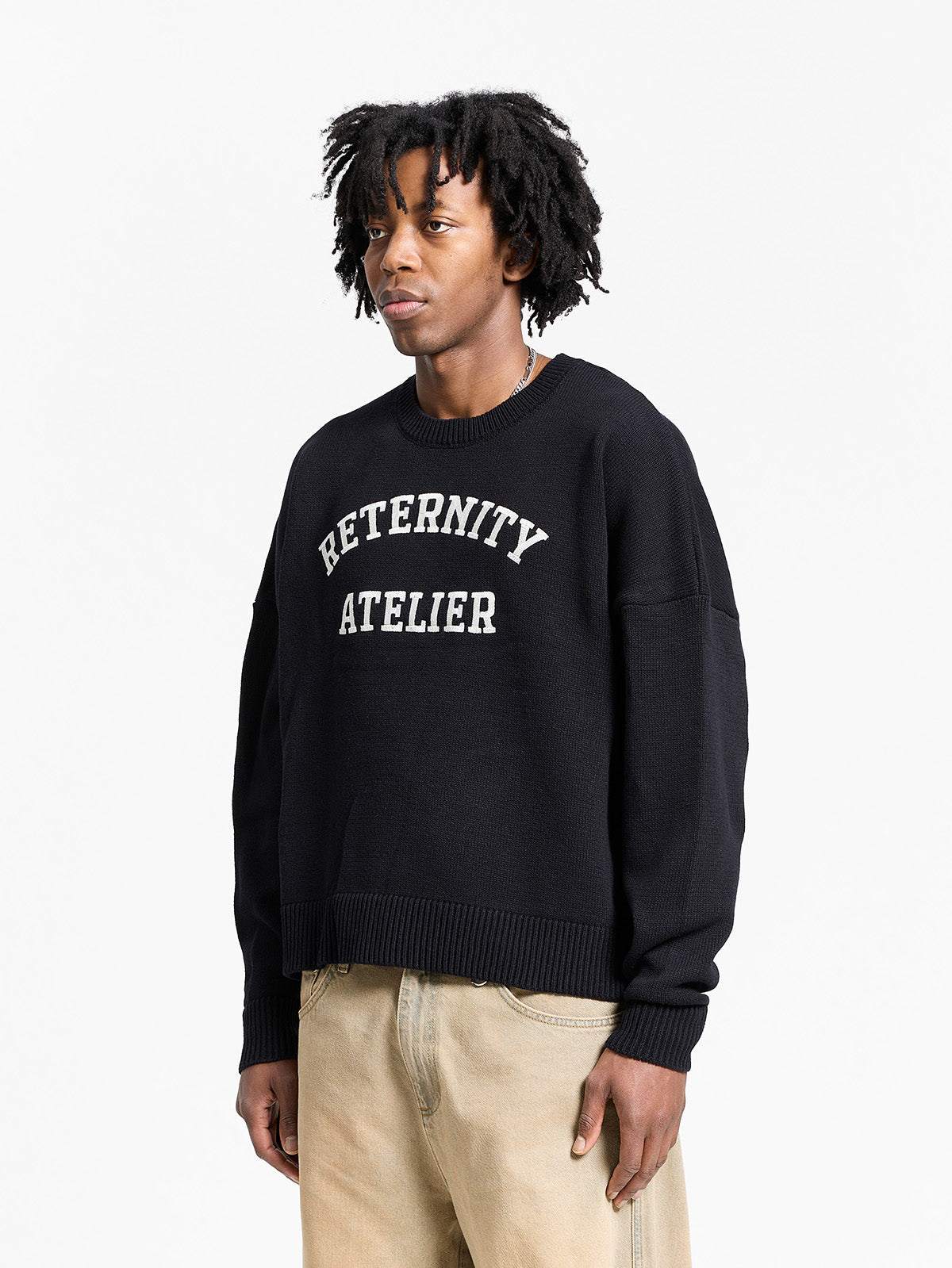 ÉVÉNIE LOGO KNIT SWEATER - BLACK