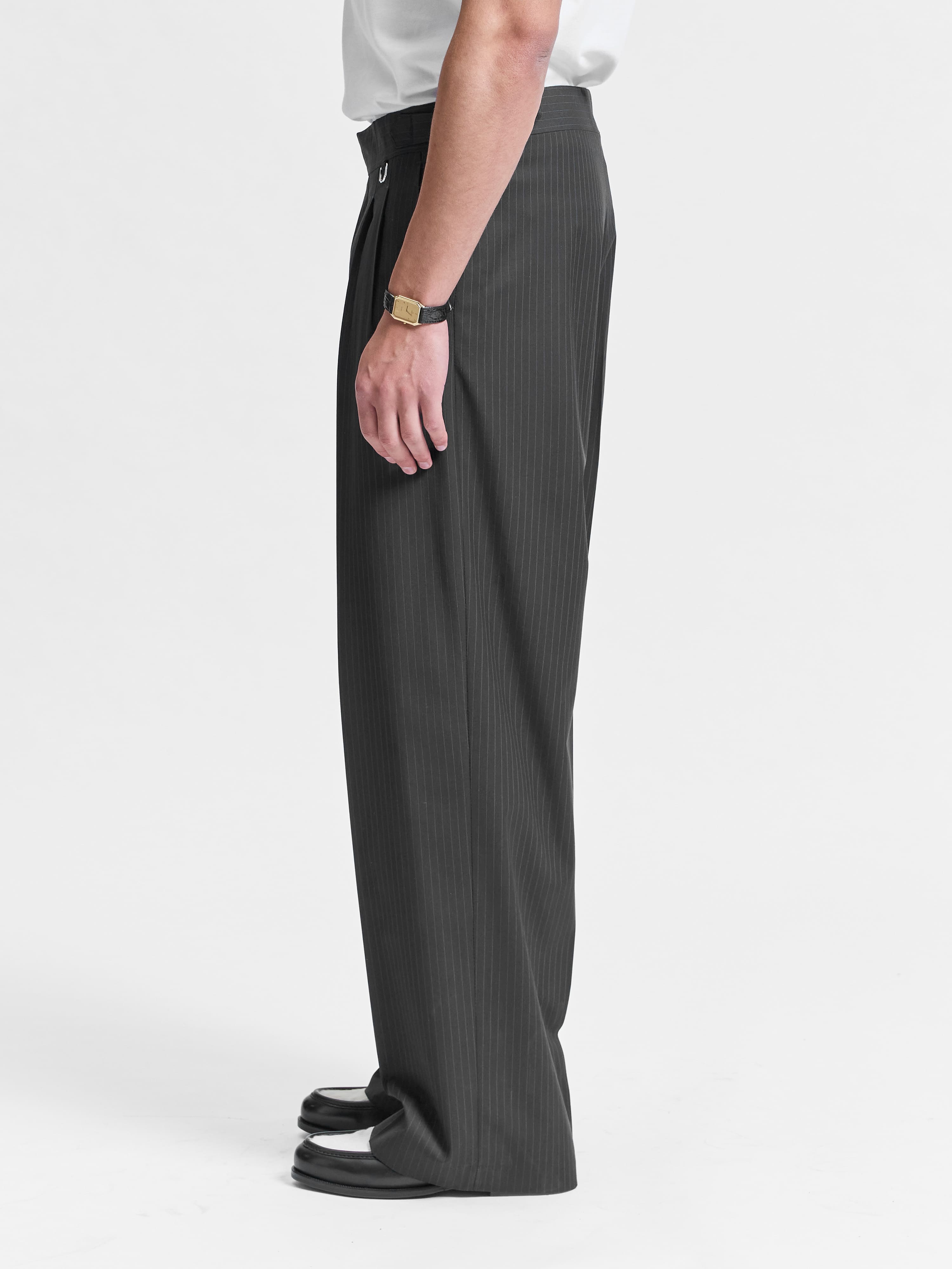 TAILORED BAGGY PANTS - PINSTRIPE GREY