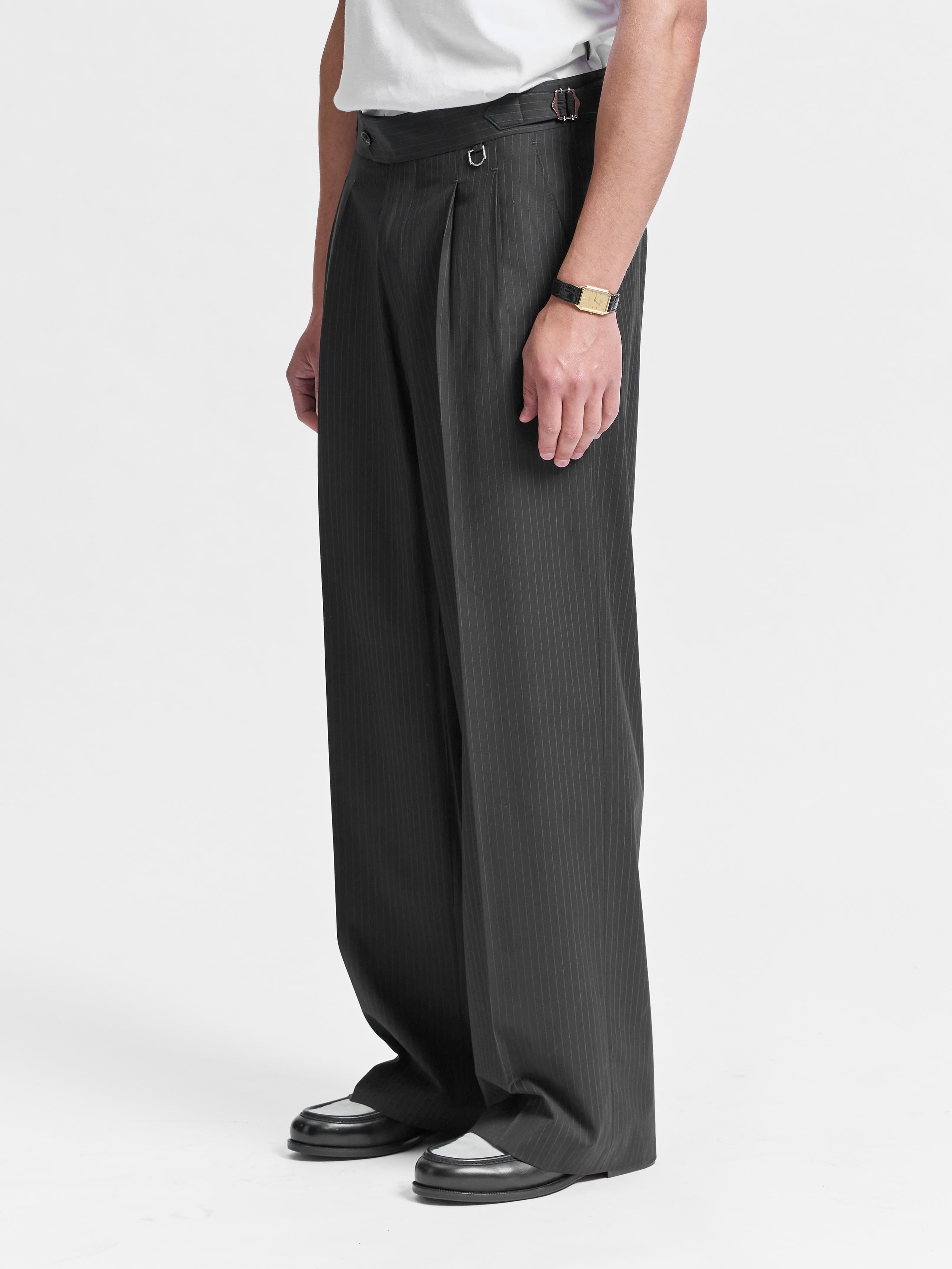 TAILORED BAGGY PANTS - PINSTRIPE GREY