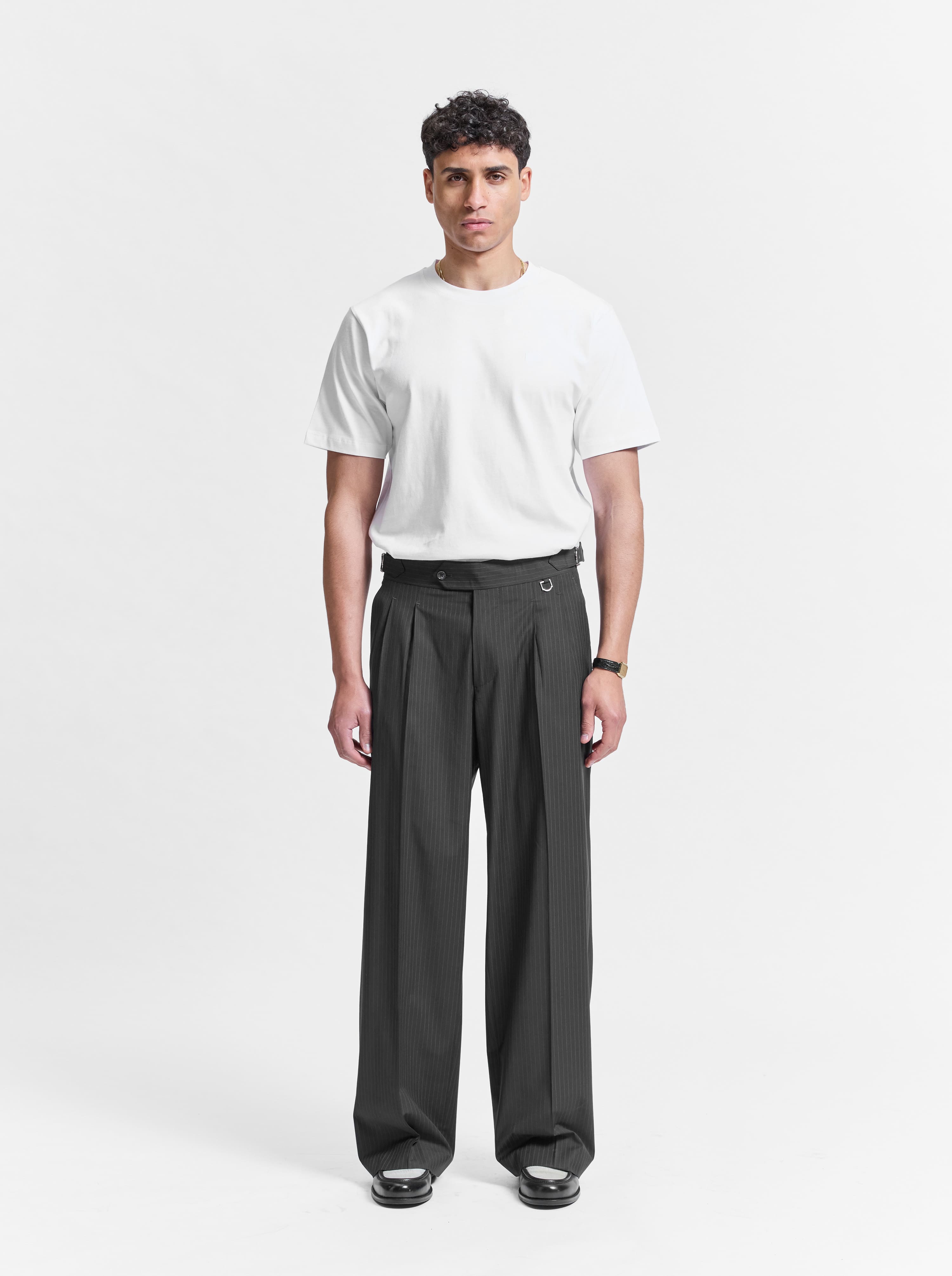 TAILORED BAGGY PANTS - PINSTRIPE GREY