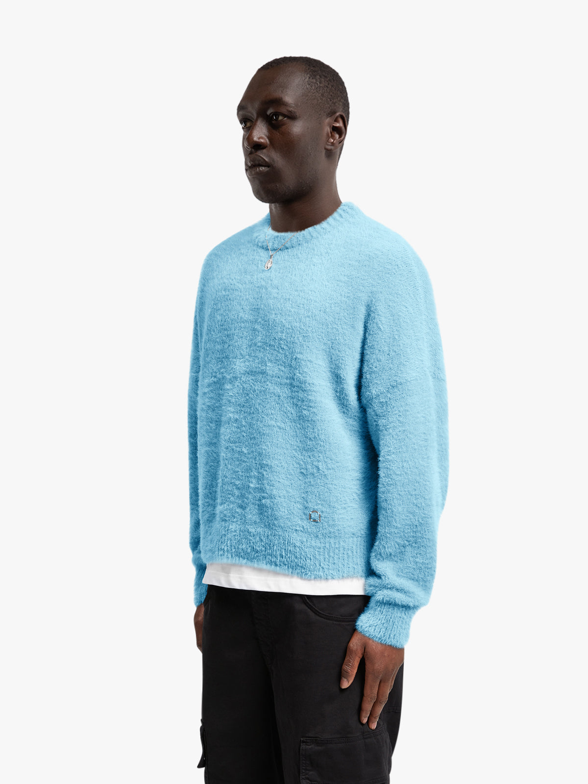 ESSENTIAL FURRY KNIT SWEATER - LIGHT BLUE