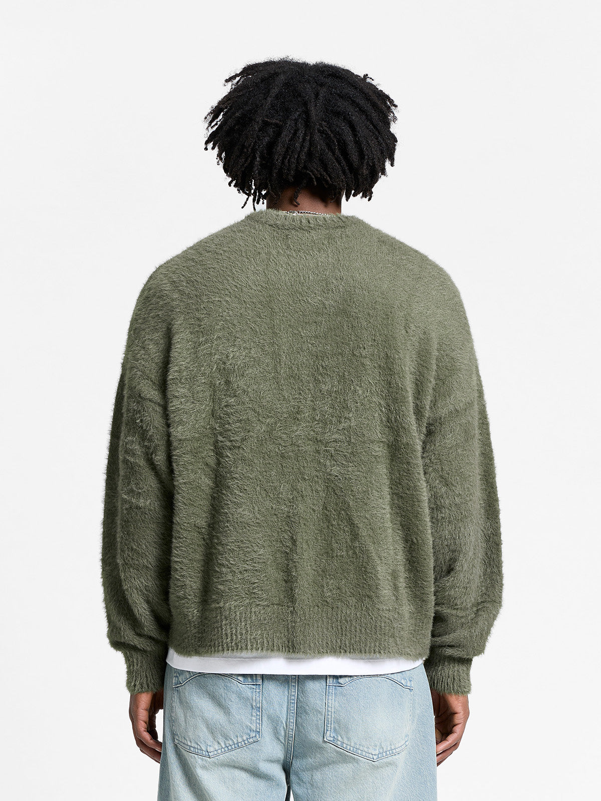ESSENTIAL FURRY KNIT SWEATER - DARKGREEN
