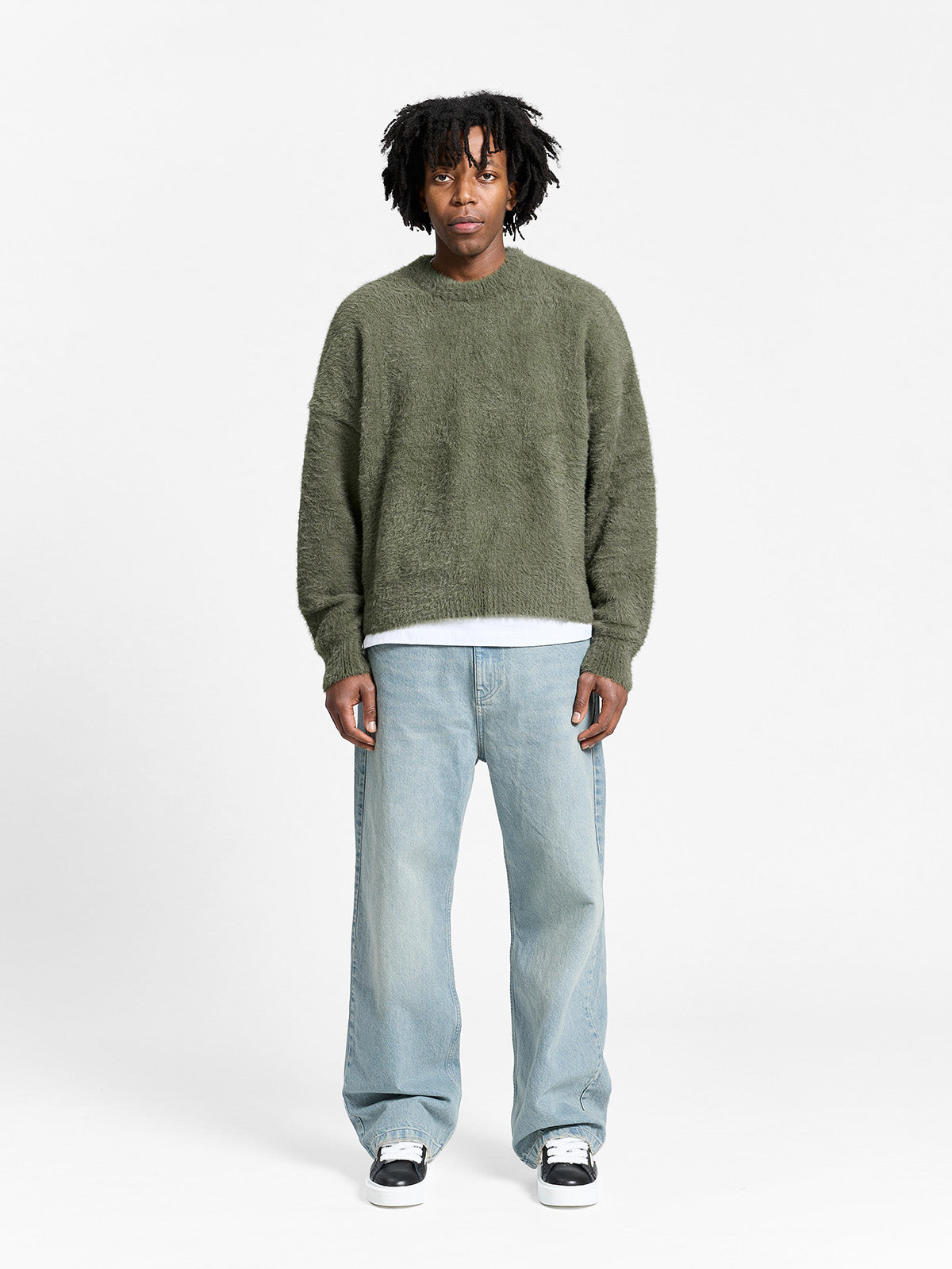 ESSENTIAL FURRY KNIT SWEATER - DARKGREEN
