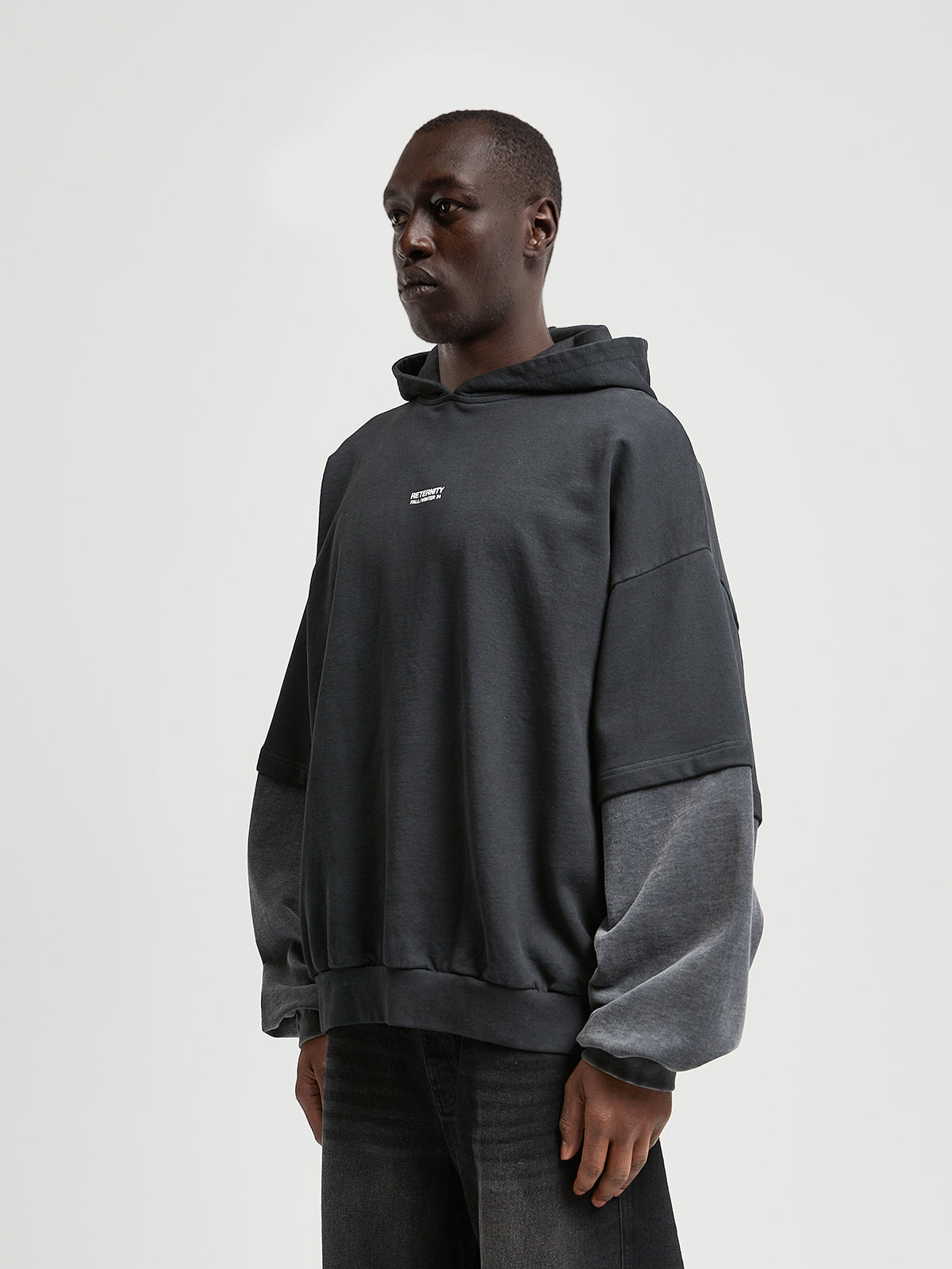 DOUBLE SLEEVE HOODIE - WASHED GREY