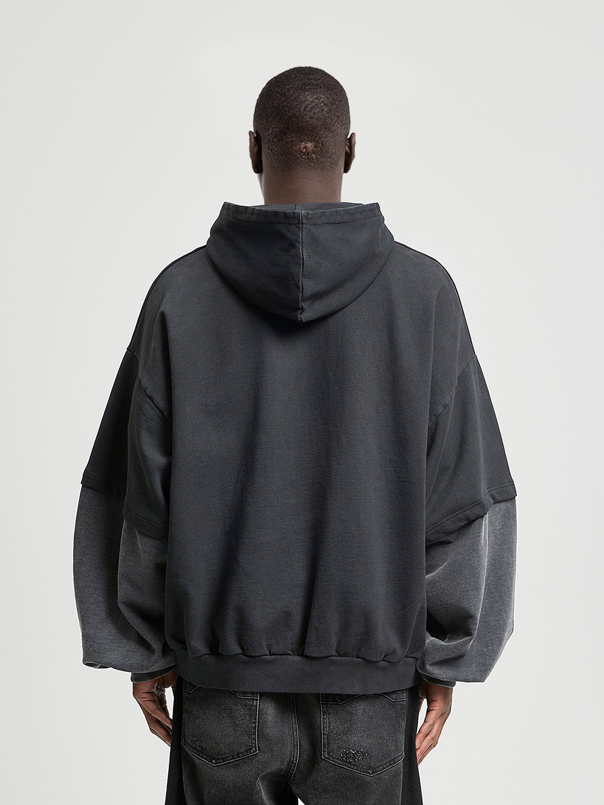 DOUBLE SLEEVE HOODIE - WASHED GREY