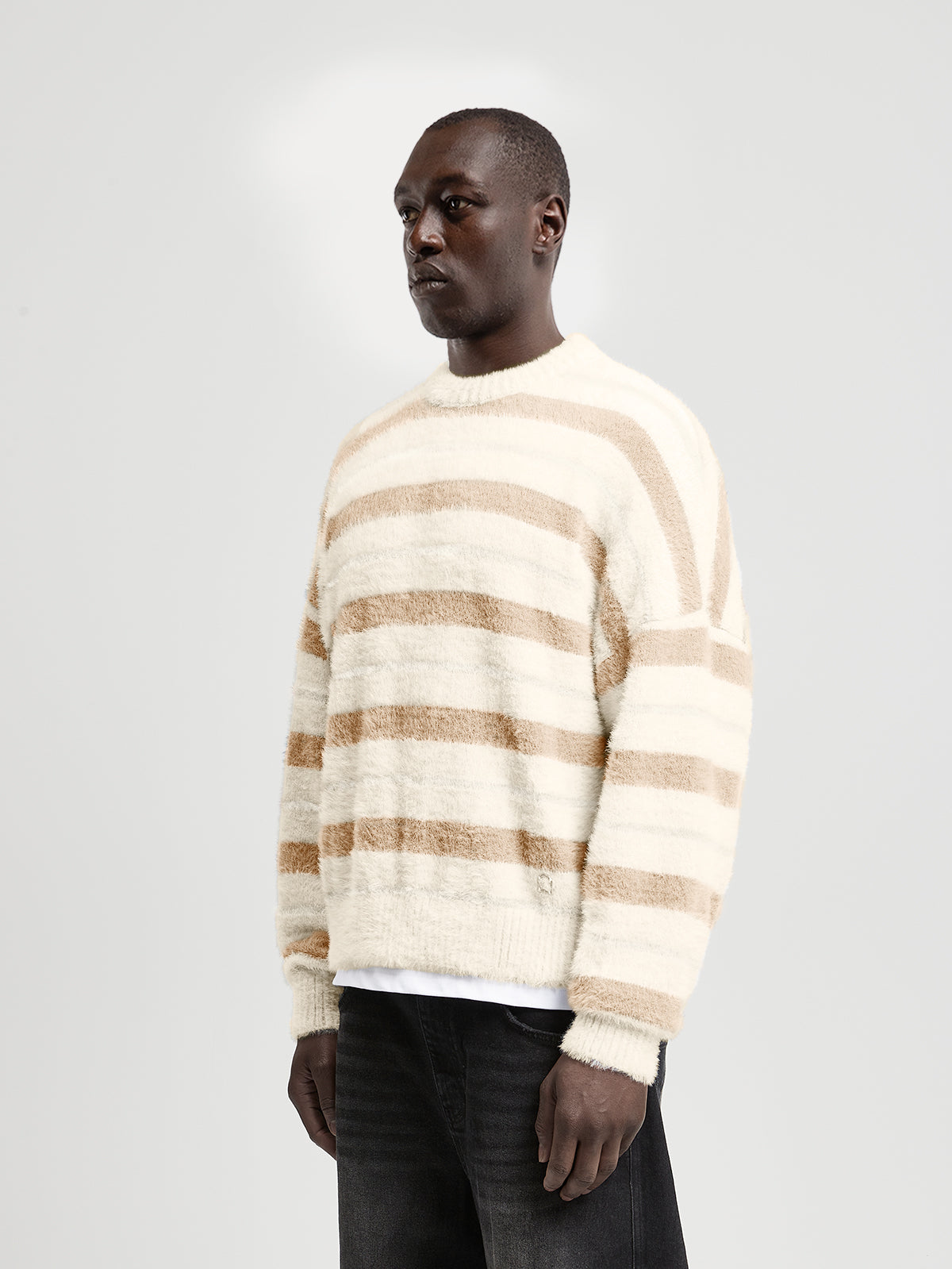 FURRY KNIT SWEATER - STRIPED