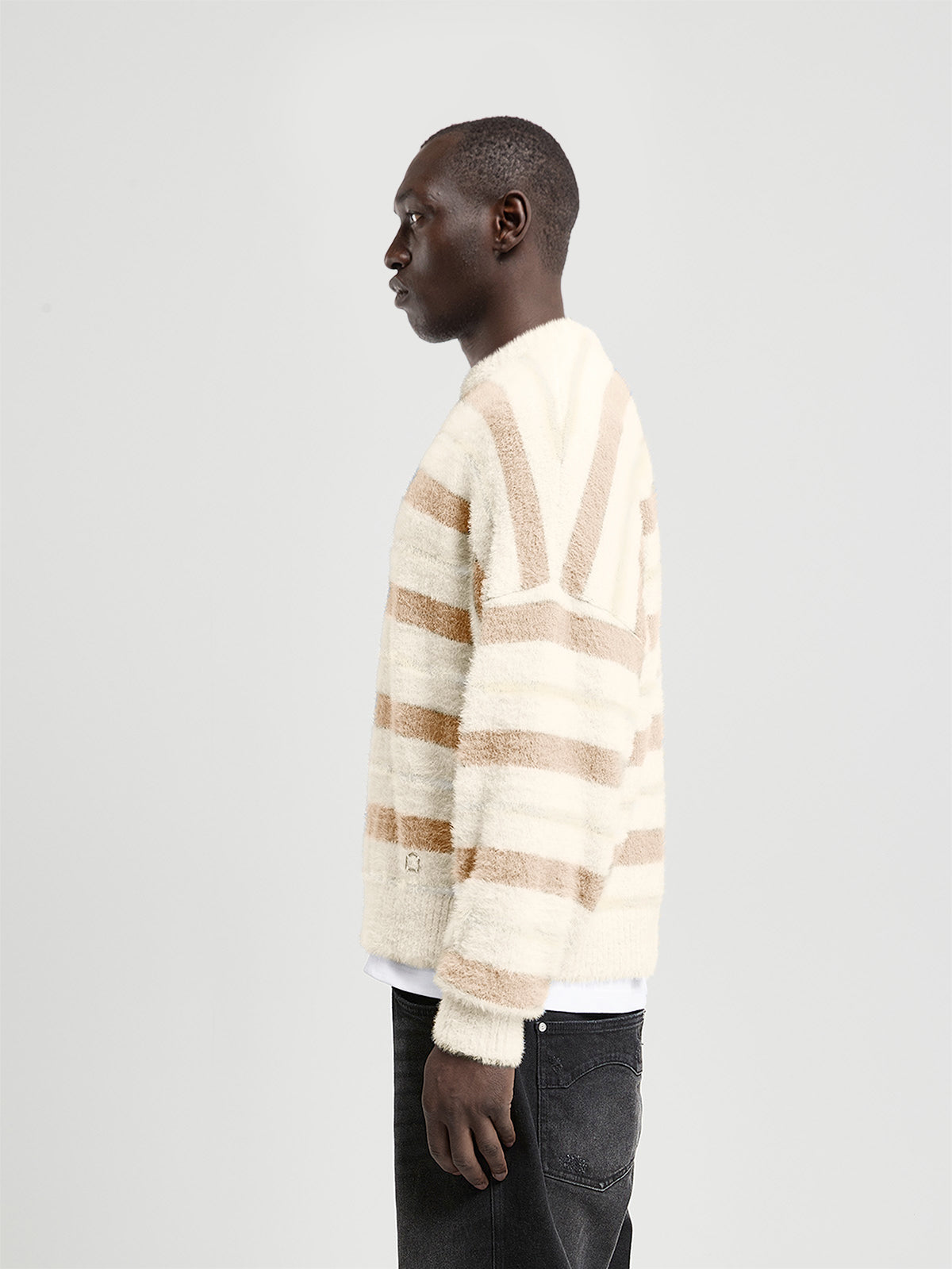 FURRY KNIT SWEATER - STRIPED