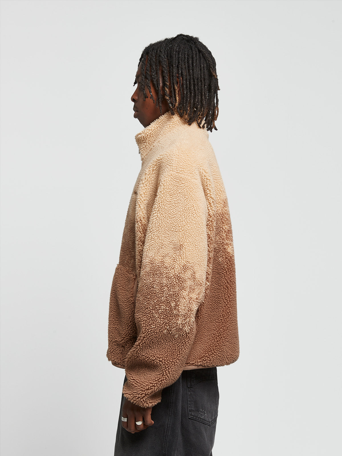 SPRAYED FLEECE JACKET - BROWN/TAUPE