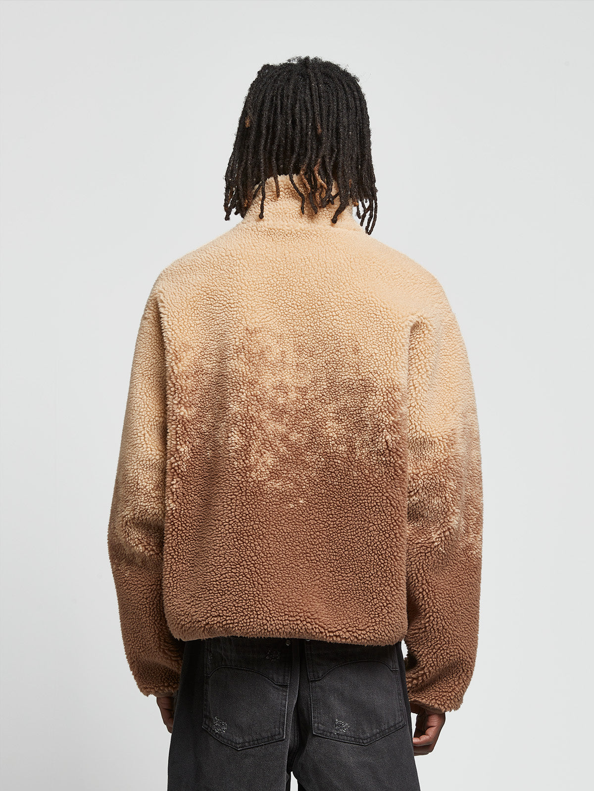 SPRAYED FLEECE JACKET - BROWN/TAUPE
