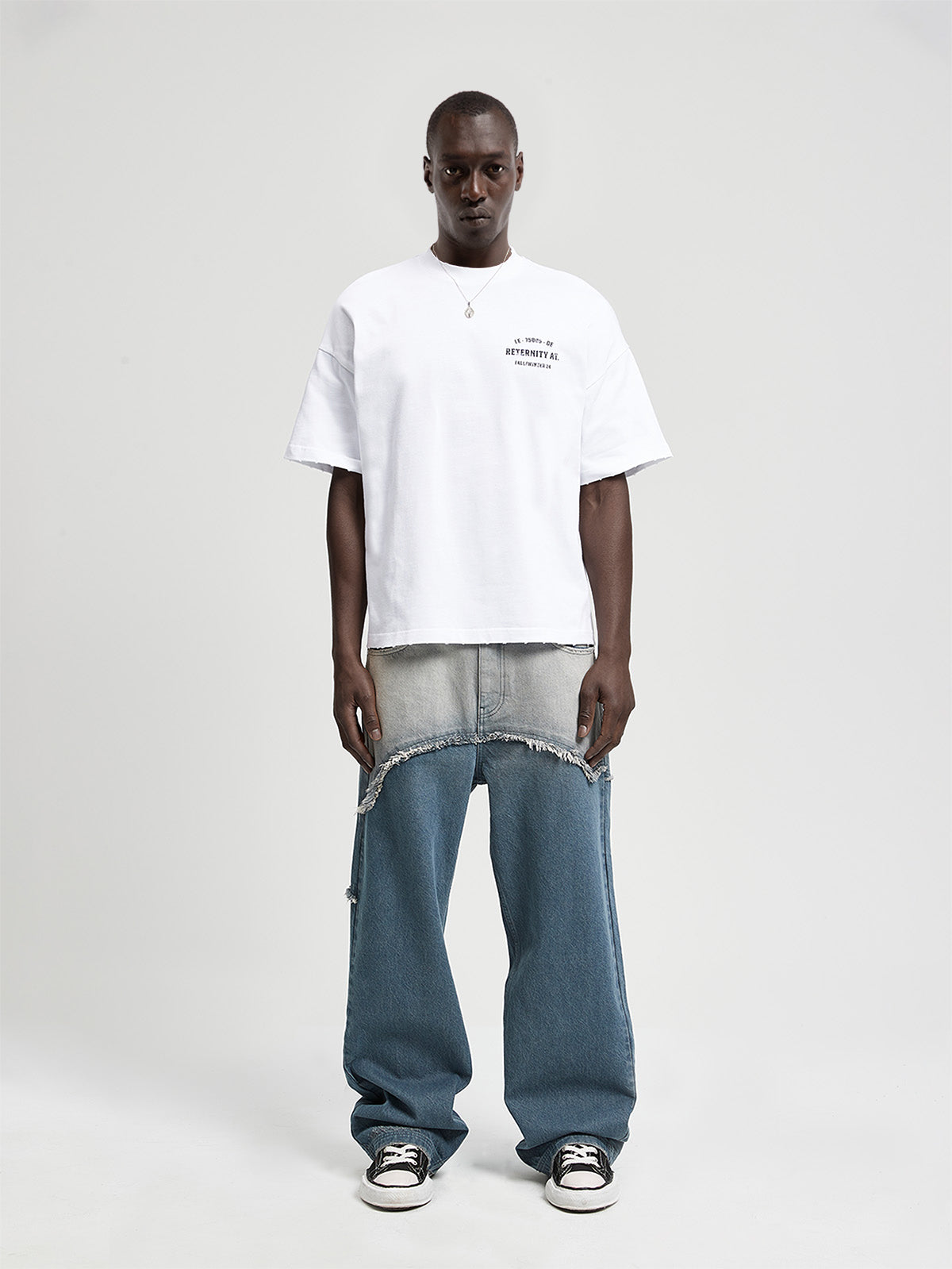 SPRAYED SPLIT DENIM - WASHED BLUE