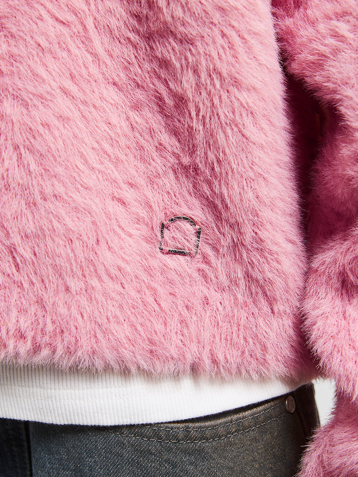 RIVOLI FURRY POLO KNIT - PINK