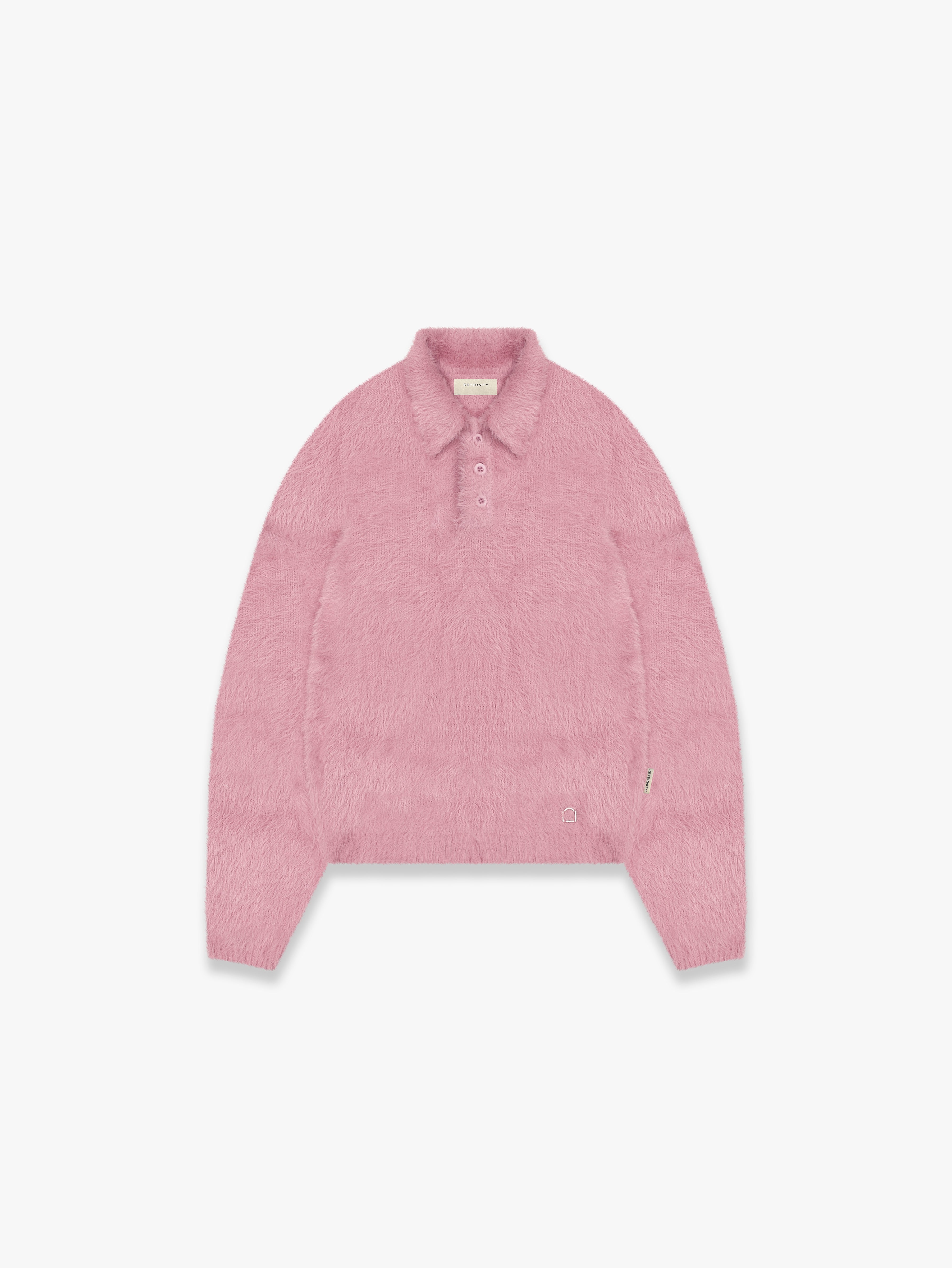 RIVOLI FURRY POLO KNIT - PINK