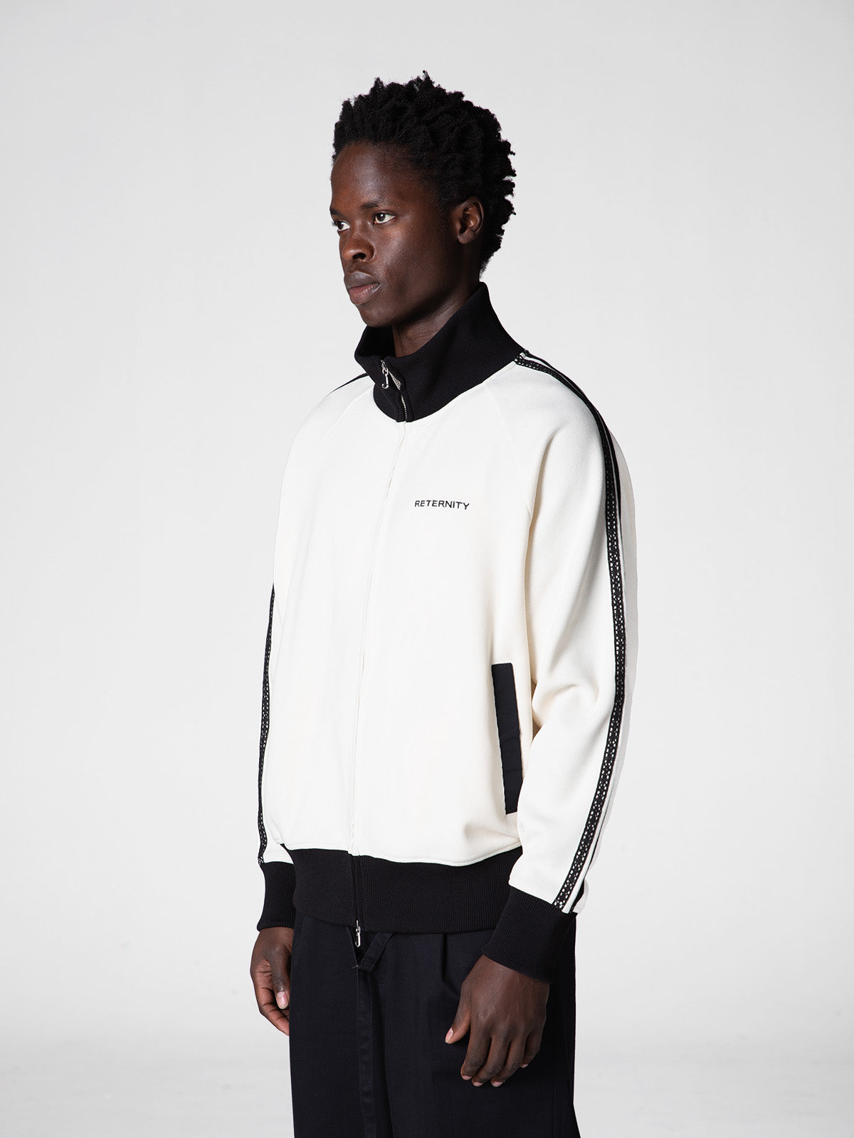 STUDIO KNIT TRACK JACKET - CREAM