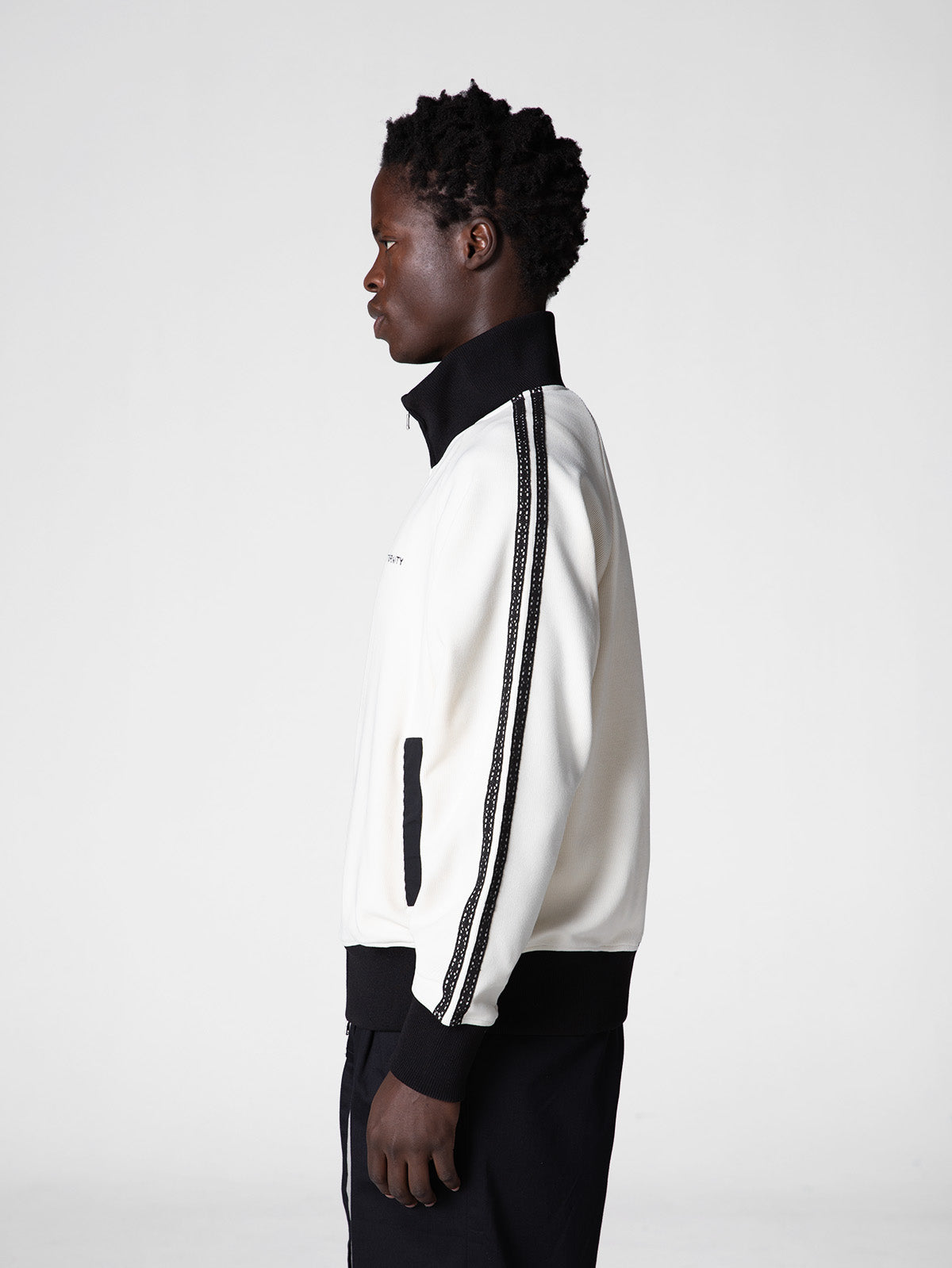 STUDIO KNIT TRACK JACKET - CREAM