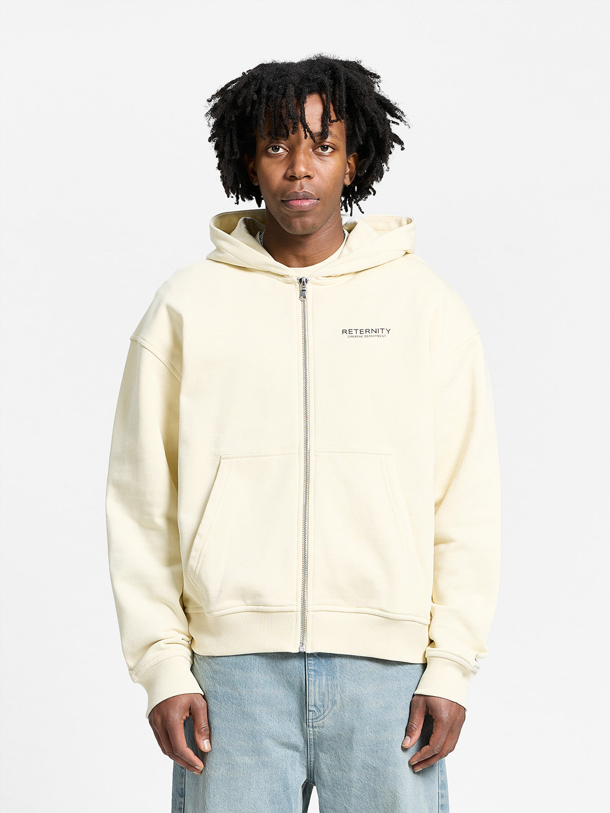 CREATIVE DEPT ZIP-HOODIE - CREAM