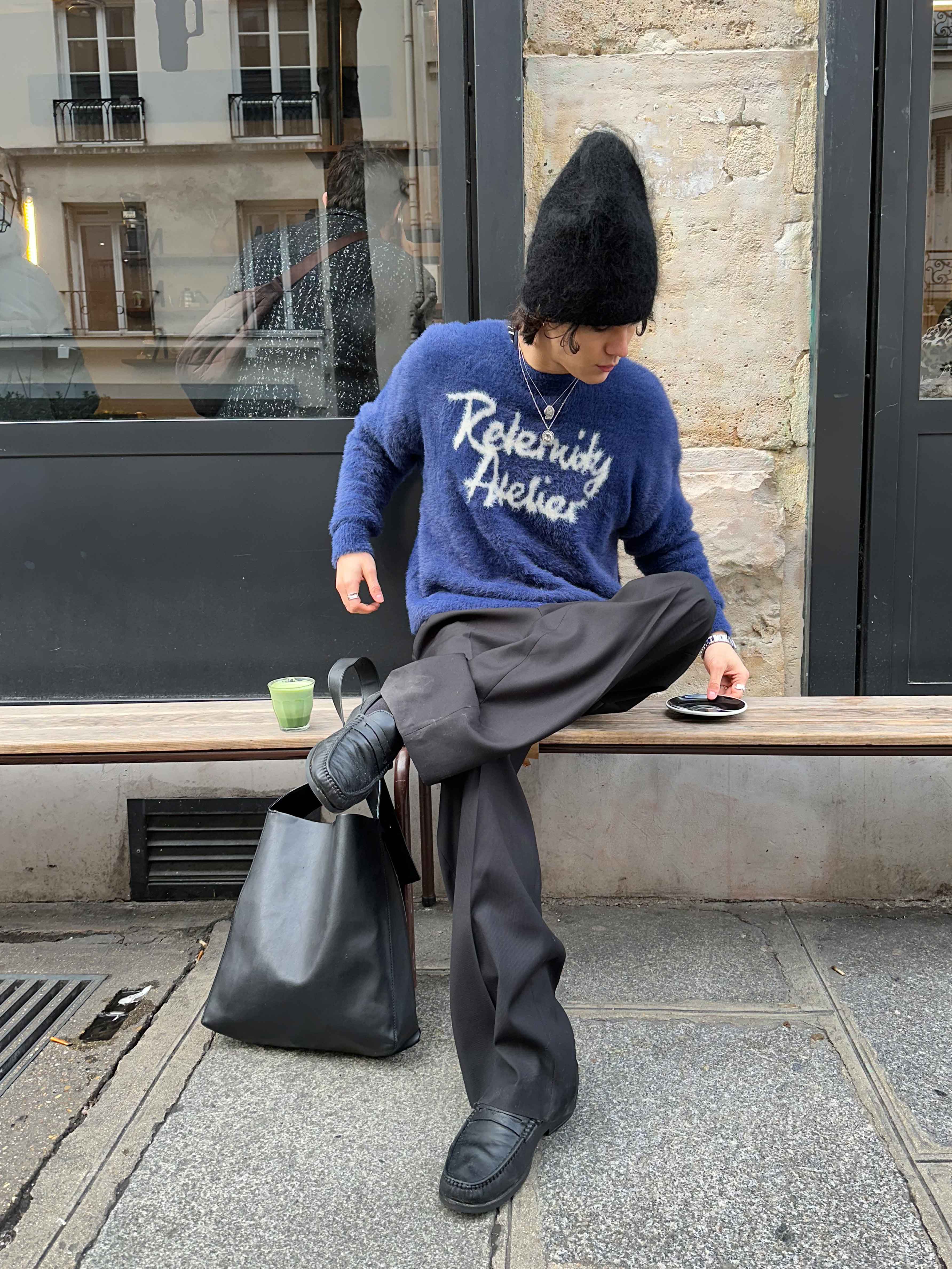 INTERWOVEN FURRY KNIT - BLUE