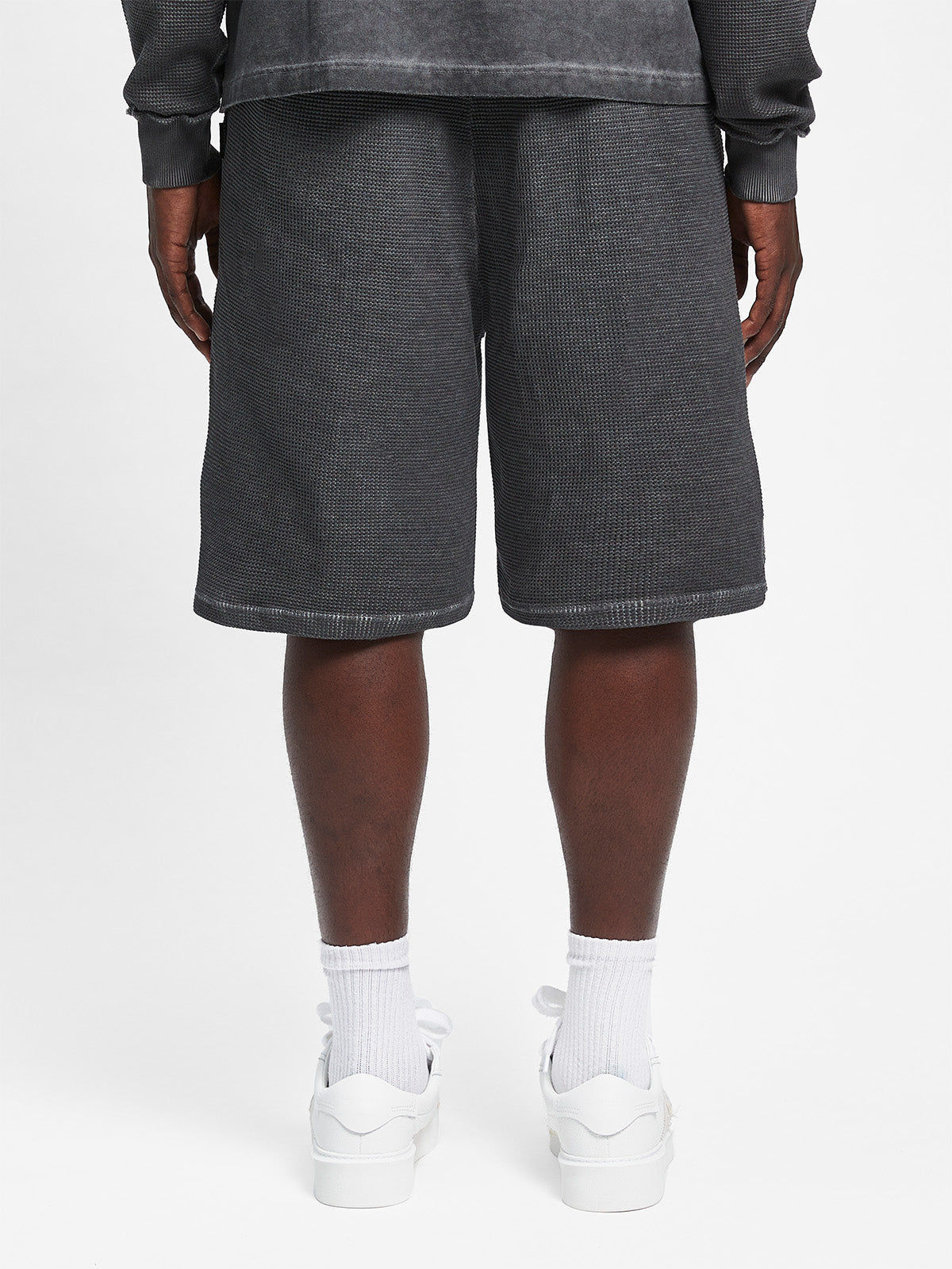 OIL WASHED WAFFLE SHORTS - VINTAGE GREY