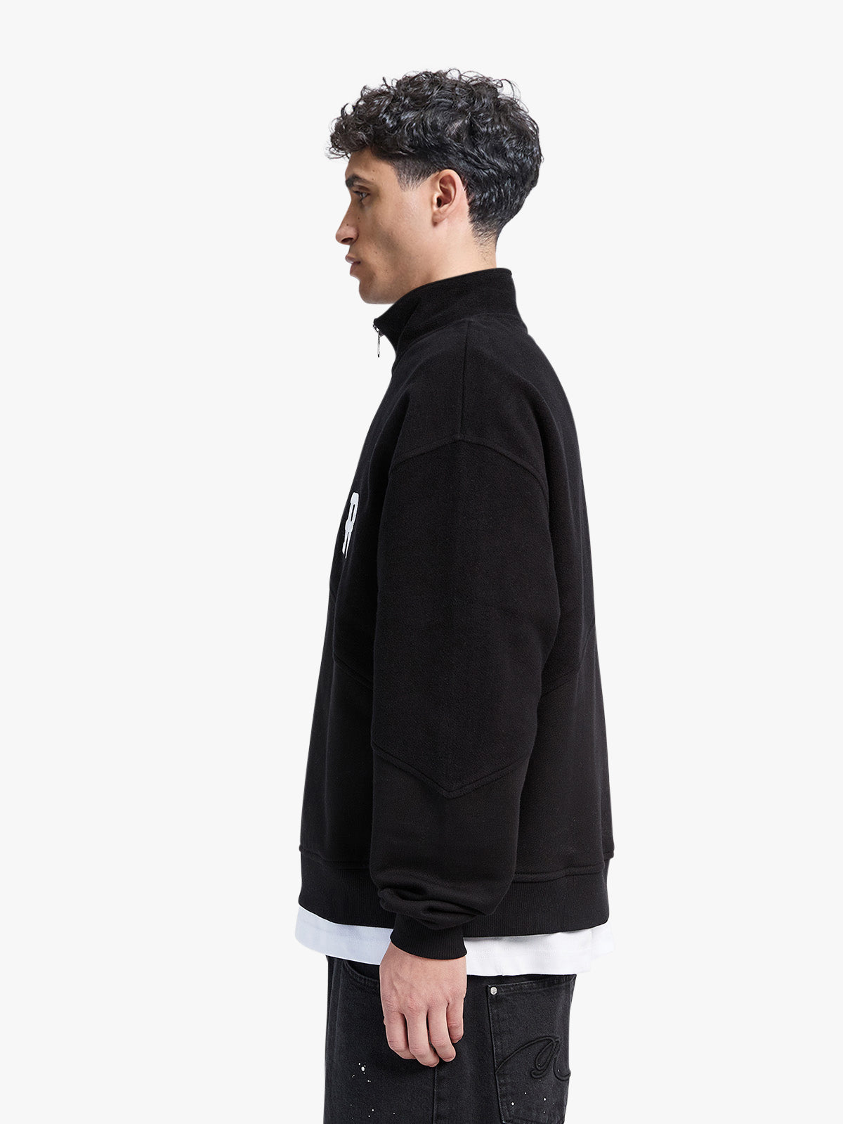 INSIDE OUT HALF ZIP HOODIE - BLACK
